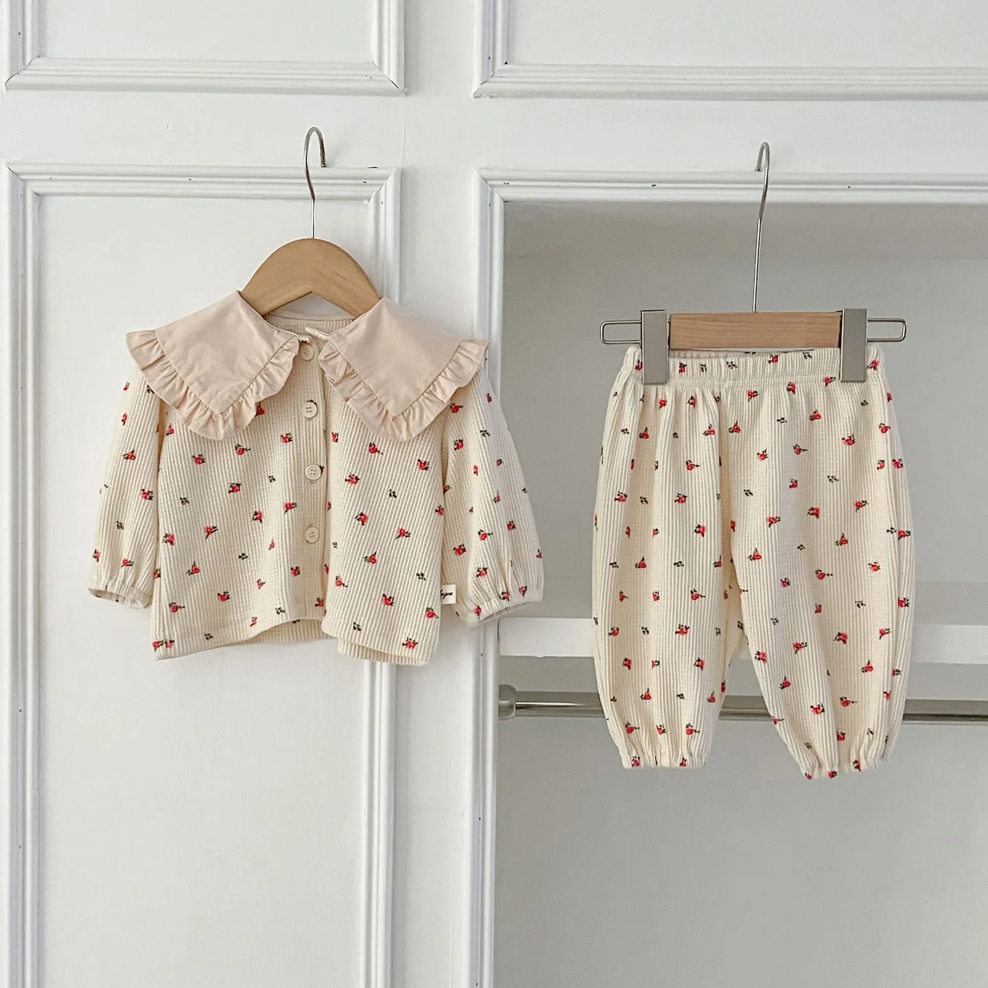 2 Pieces Set Baby Kid Girls Flower Print Tops And Pants Wholesale 240111162