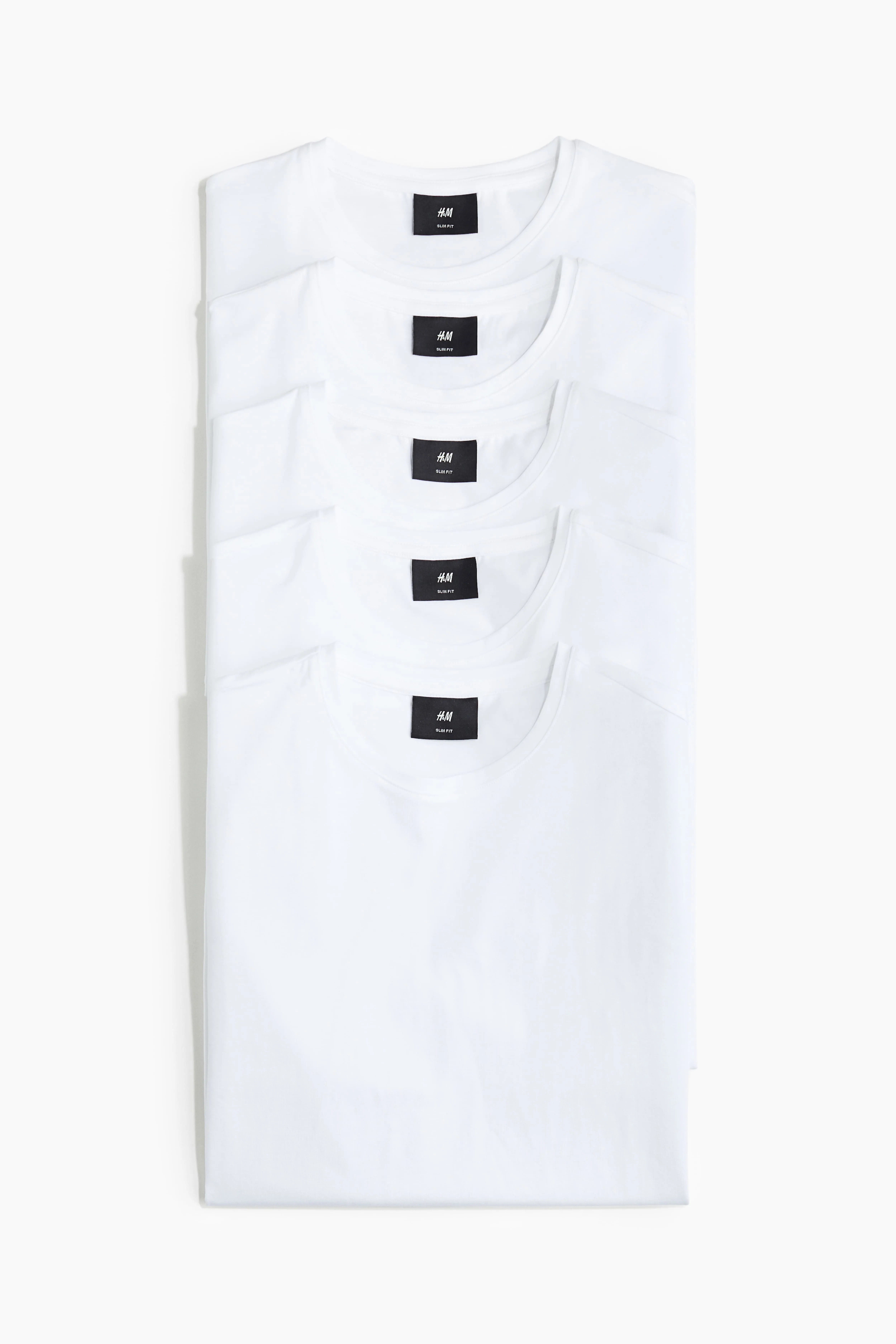 5-pack Slim Fit T-shirts - Round neck - Short sleeve - White - Men | H&M GB