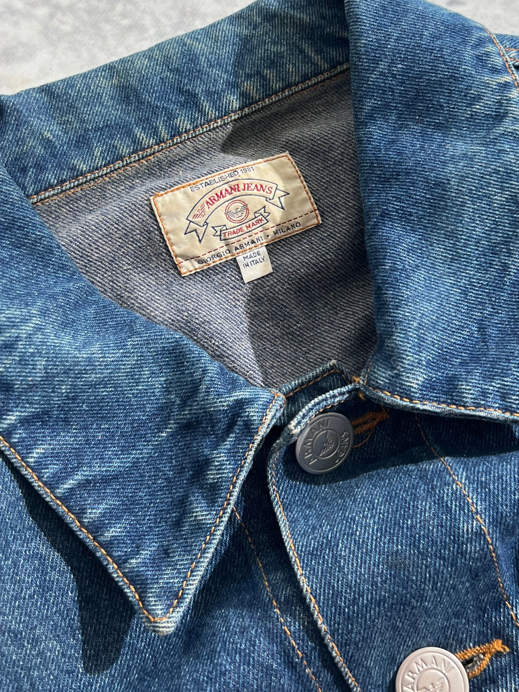 90's Armani Jeans Heavyweight Denim Jacket (XL)