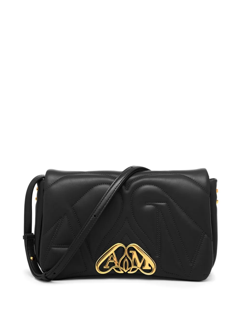 Alexander McQueen    Alexander Mc Queen Seal Logo Small Leather Crossbody Bag