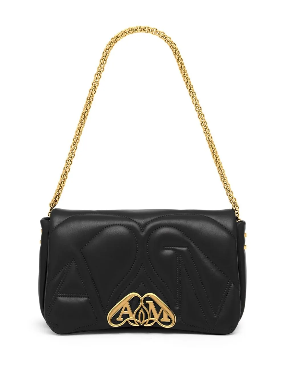 Alexander McQueen    Alexander Mc Queen Seal Logo Small Leather Crossbody Bag