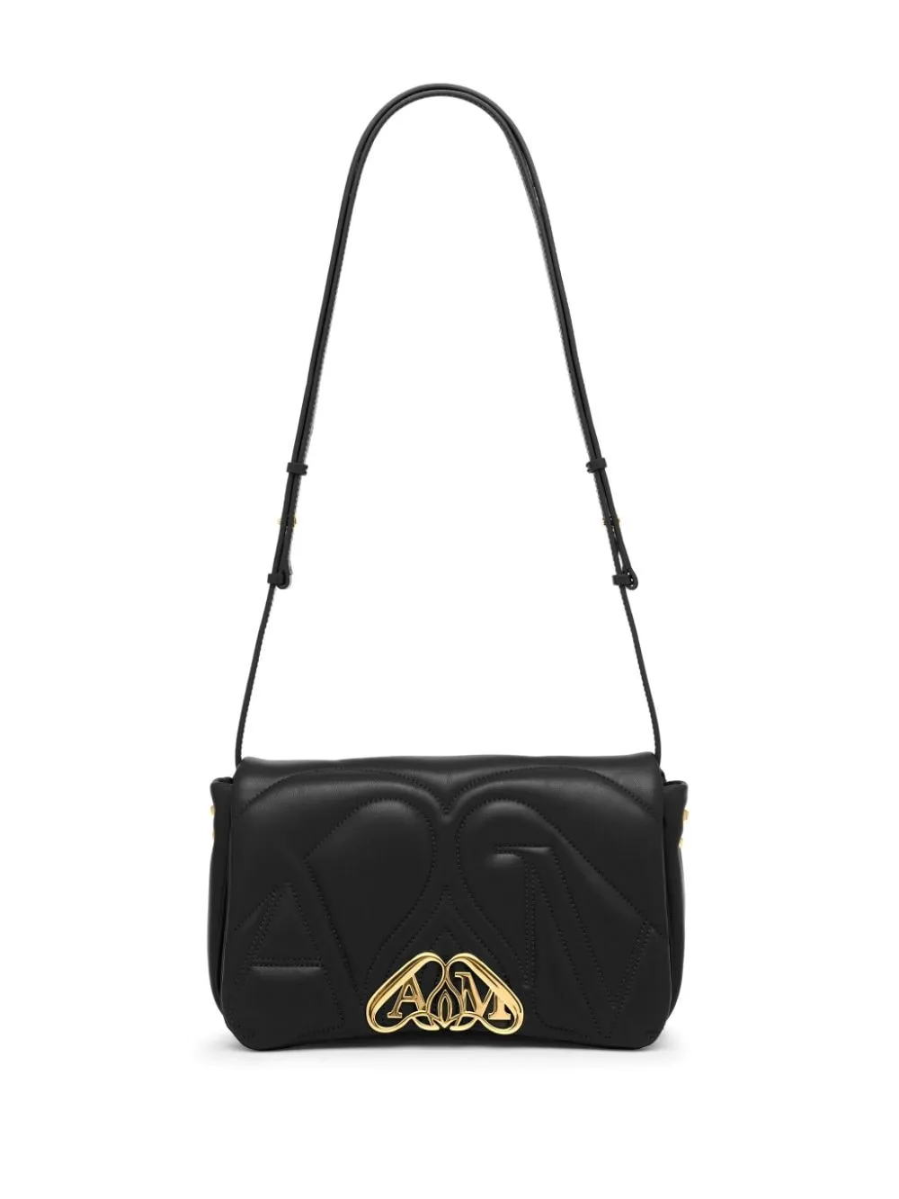 Alexander McQueen    Alexander Mc Queen Seal Logo Small Leather Crossbody Bag