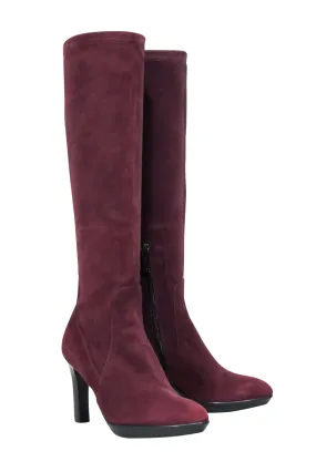 Aquatalia - Maroon Suede Tall Boots Sz 6.5