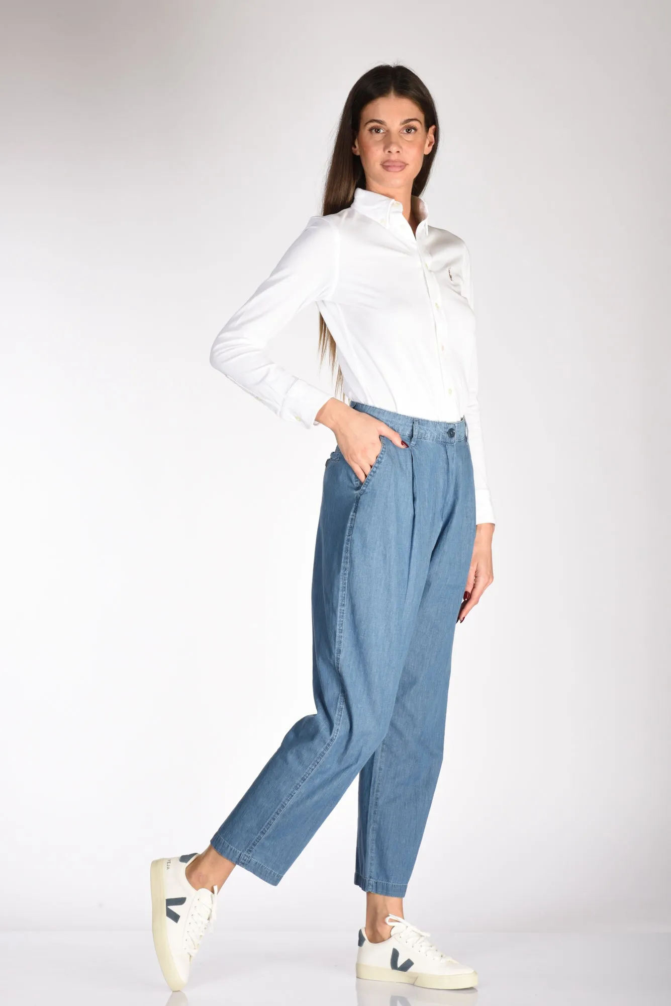 Aspesi Pantalone Pinces Blu Jeans Donna