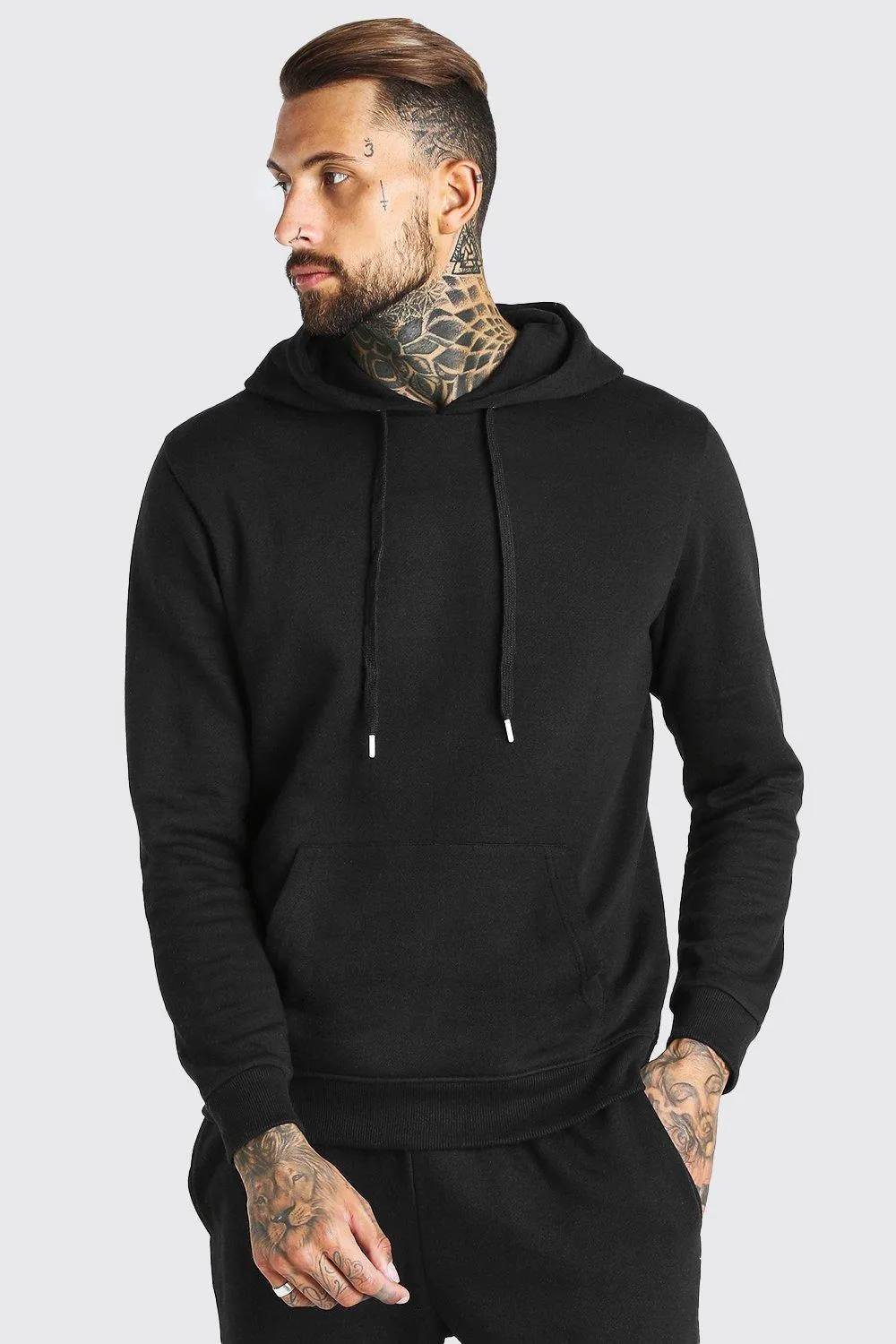 Basic Over The Head Hoodie | boohooMAN UK