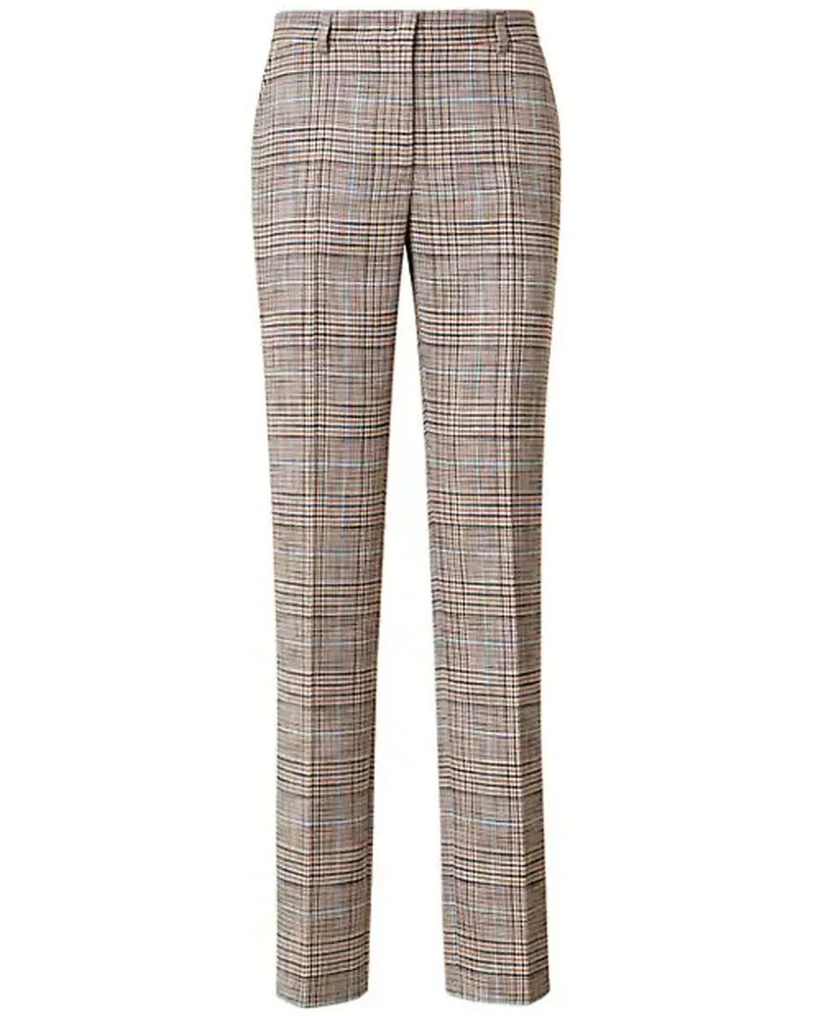 Beige Plaid Stretch Mikko Pant