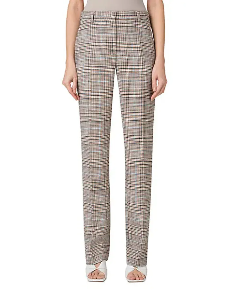 Beige Plaid Stretch Mikko Pant