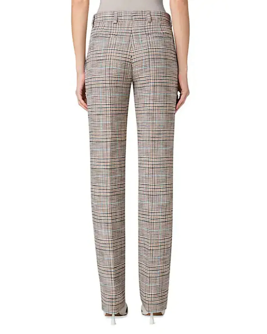 Beige Plaid Stretch Mikko Pant