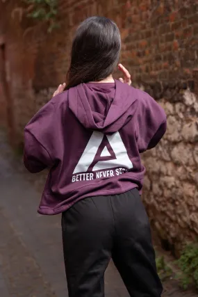 Better Never Stops Cropped Oversized Hoodie Burgundy