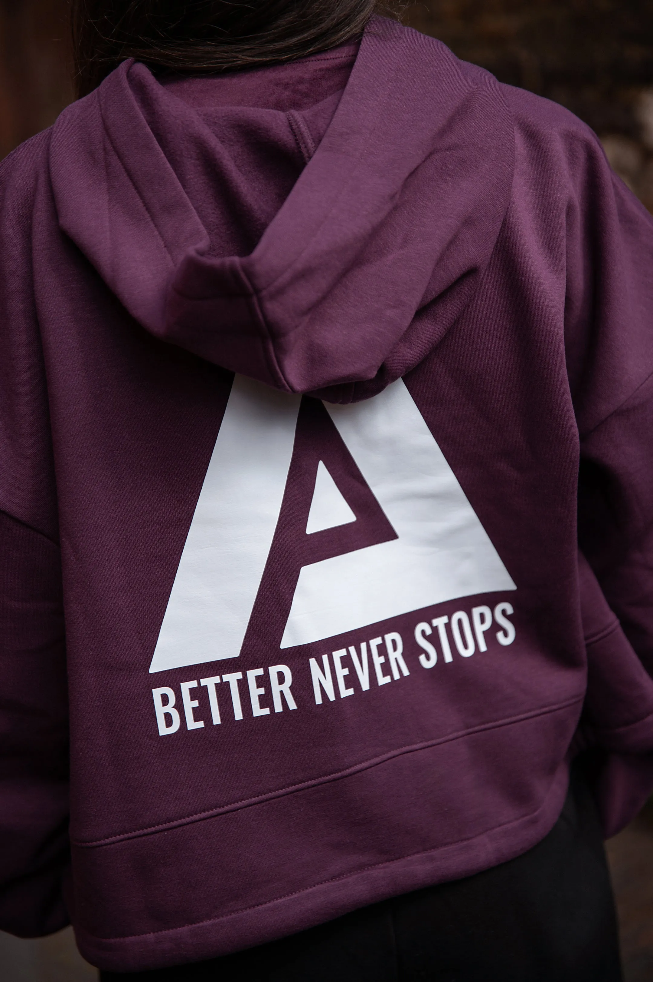 Better Never Stops Cropped Oversized Hoodie Burgundy