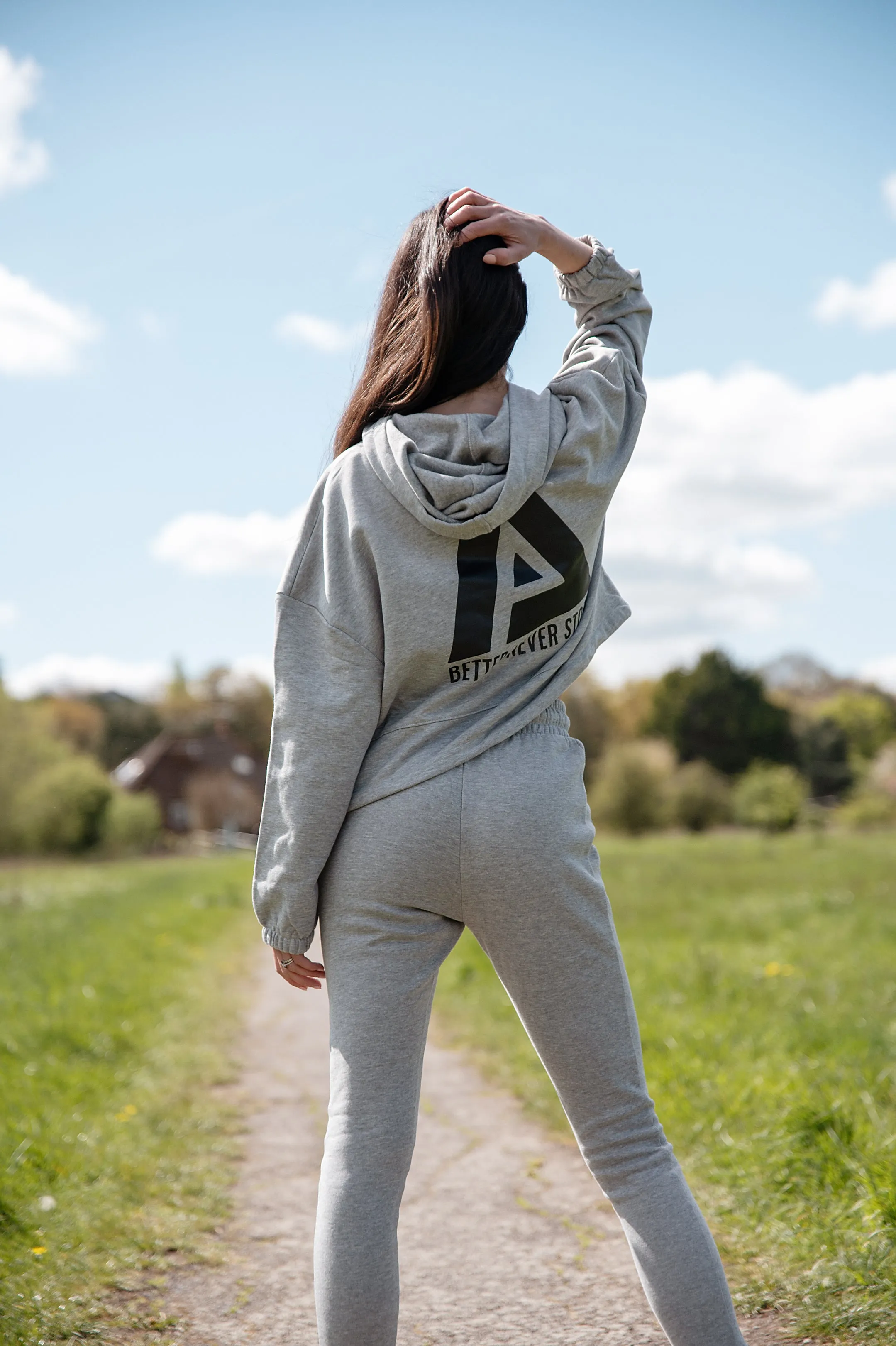 Better Never Stops Cropped Oversized Hoodie Grey