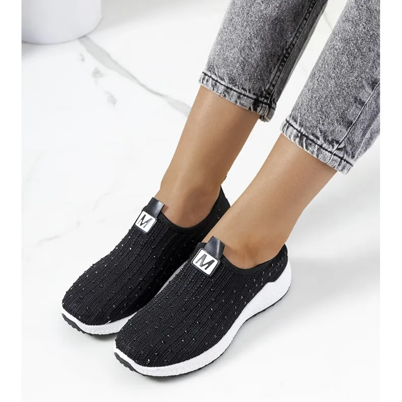 Black sneakers with Maasje cubic zirconia