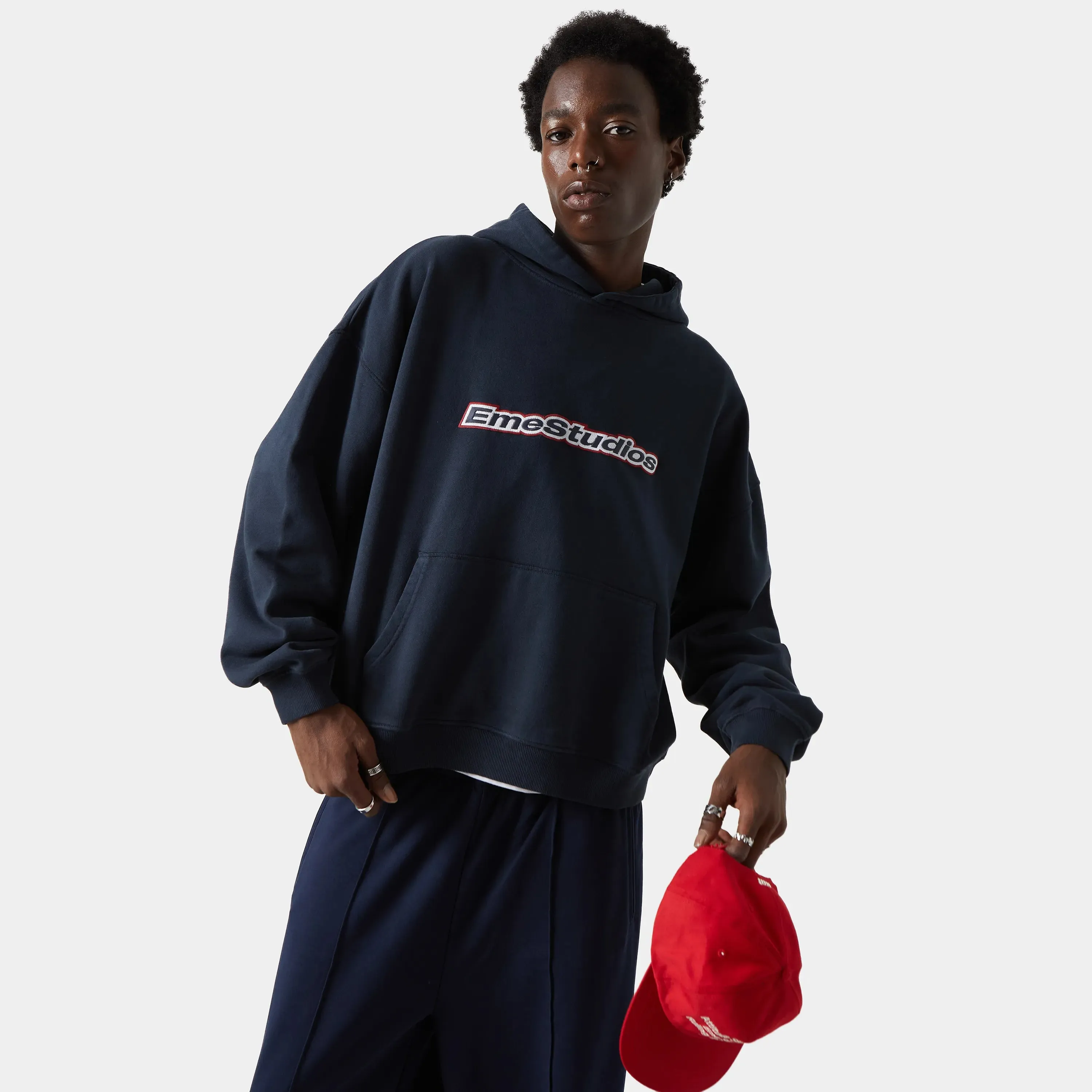 Box Navy Oversized Hoodie