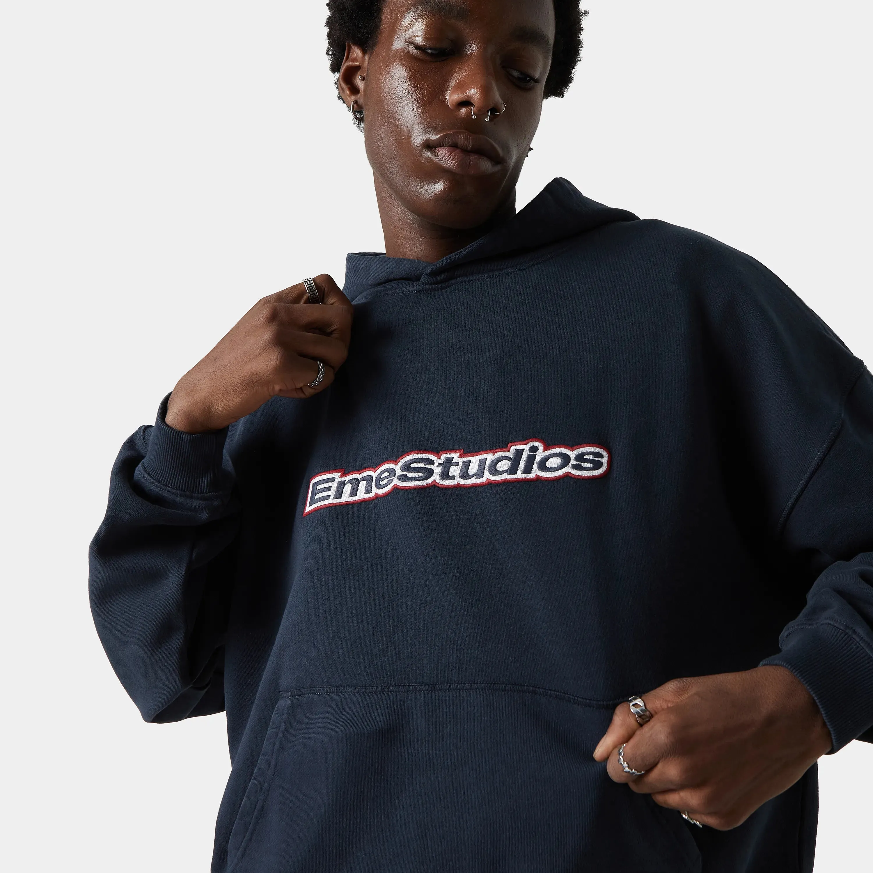 Box Navy Oversized Hoodie