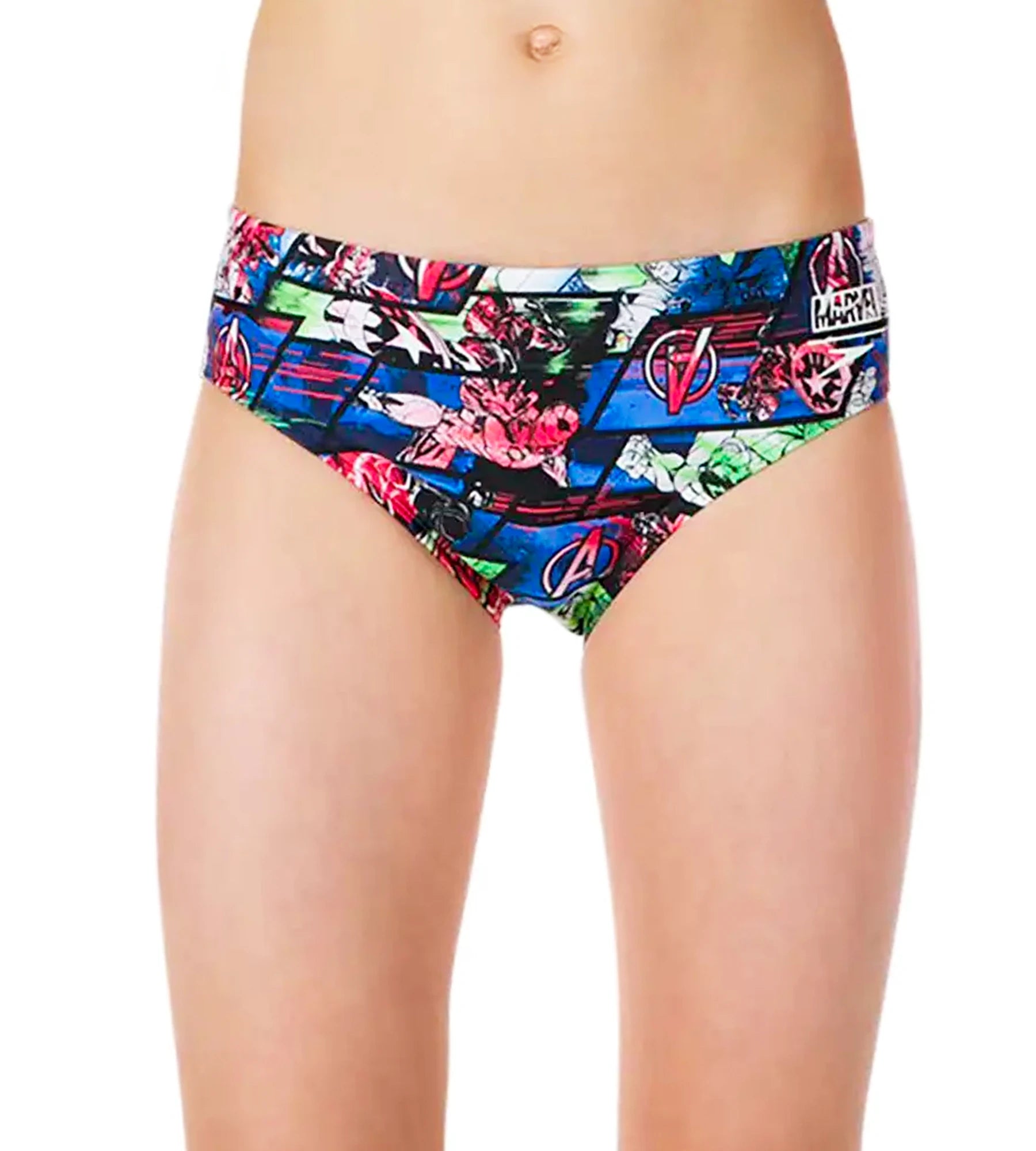 Boy's Marvel Avengers Allover Brief - Black  &  Neon Blue