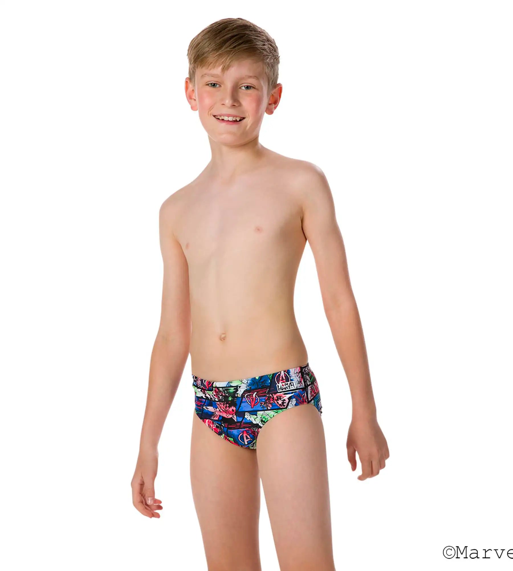 Boy's Marvel Avengers Allover Brief - Black  &  Neon Blue