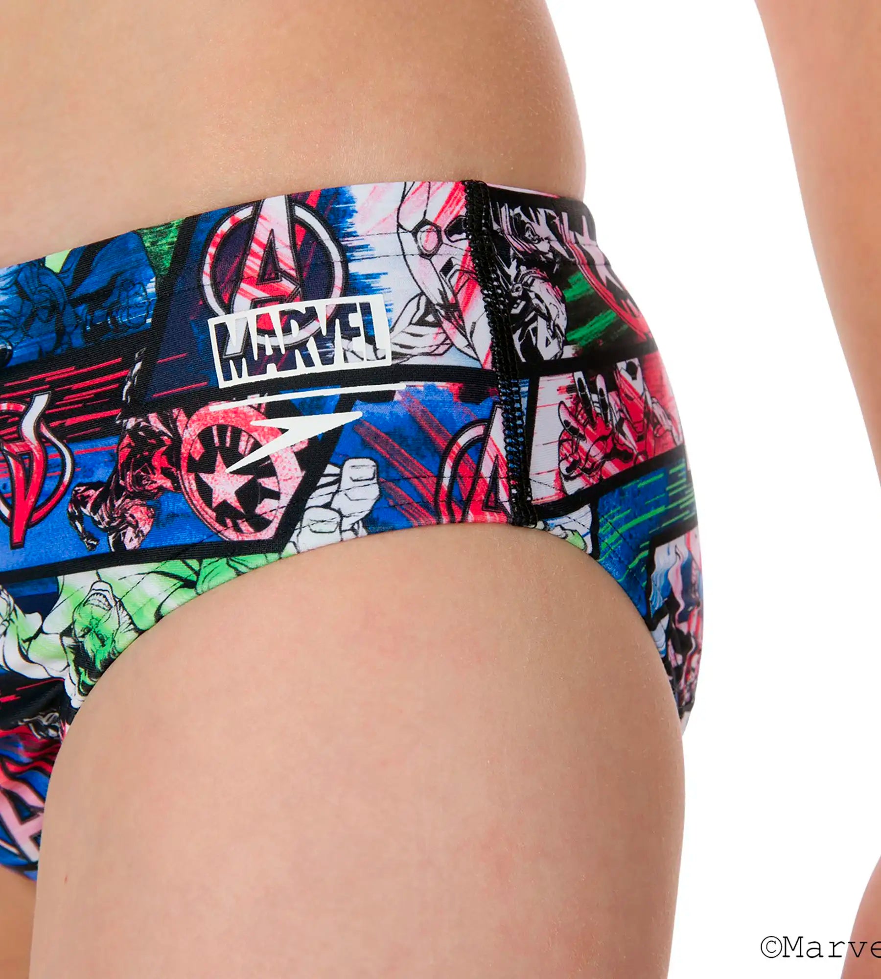 Boy's Marvel Avengers Allover Brief - Black  &  Neon Blue