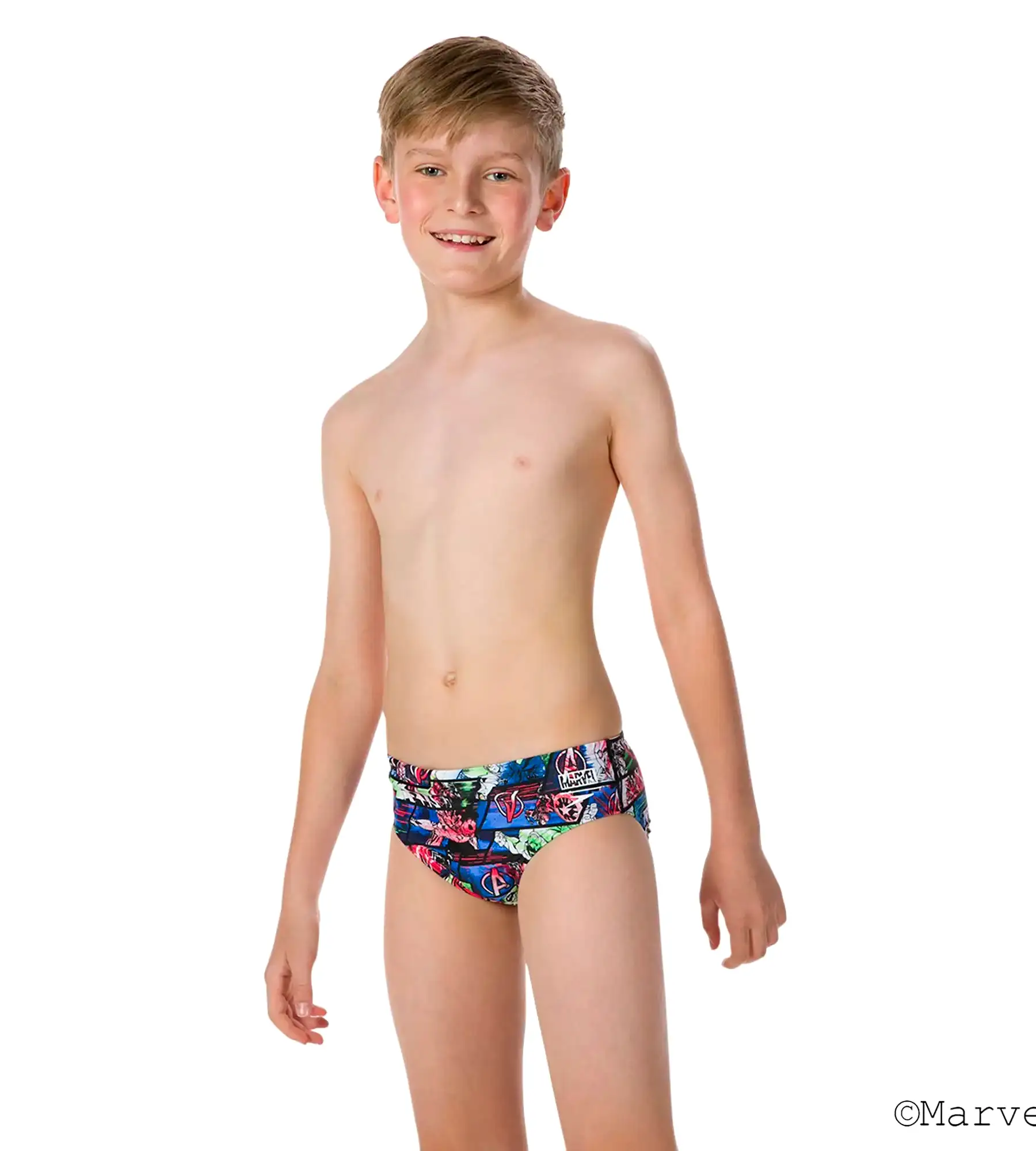 Boy's Marvel Avengers Allover Brief - Black  &  Neon Blue