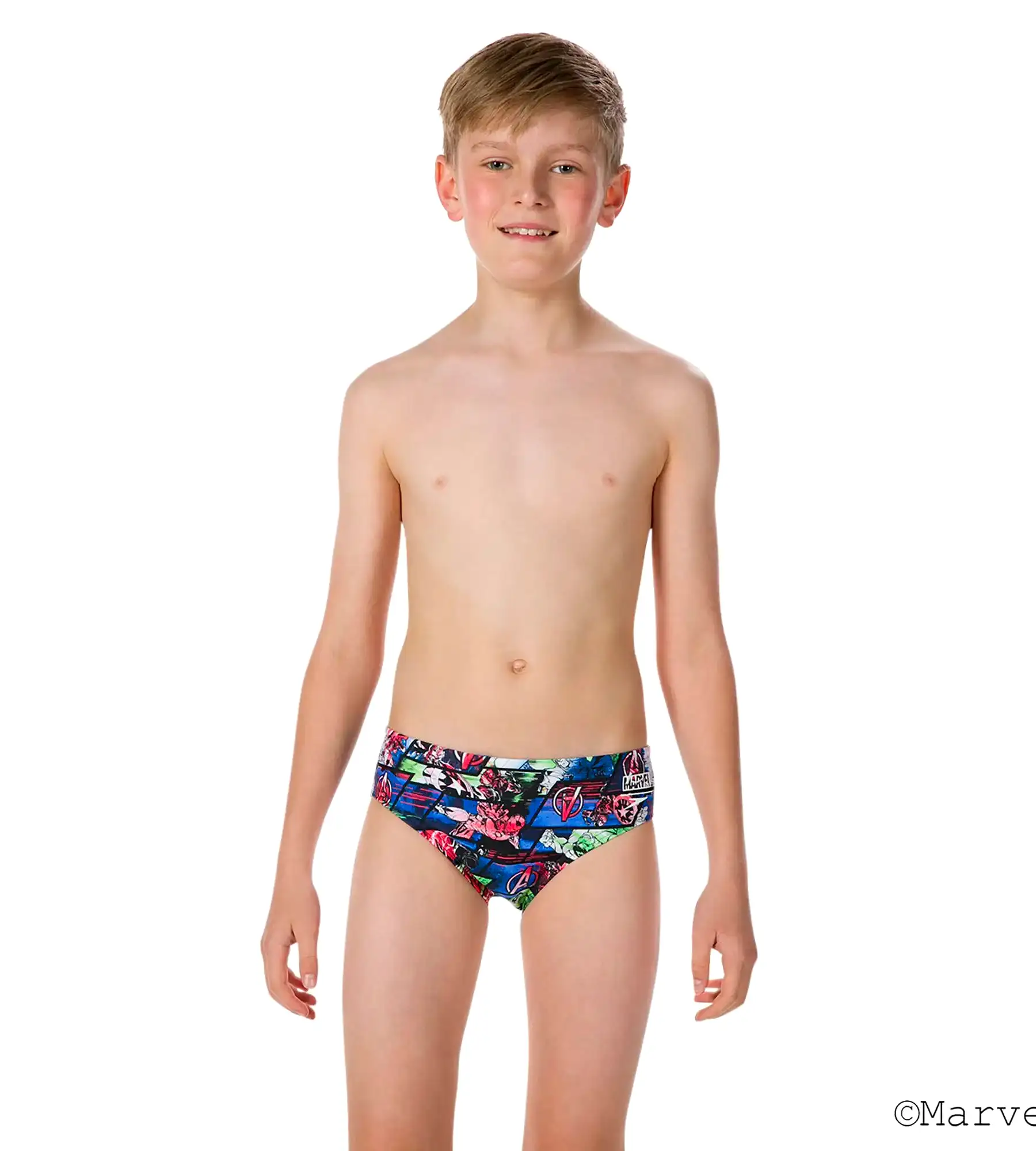 Boy's Marvel Avengers Allover Brief - Black  &  Neon Blue