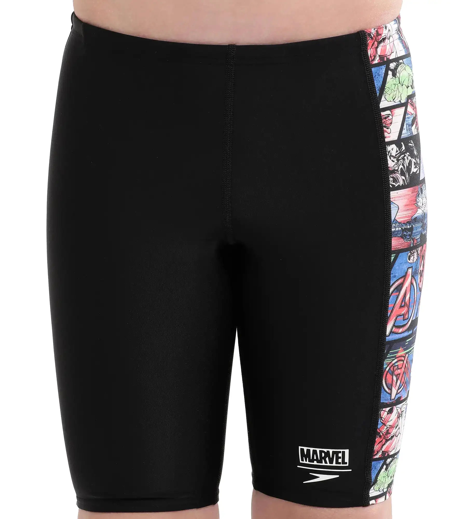 Boy's Marvel Avengers Panel Jammer - Black  &  Neon Blue