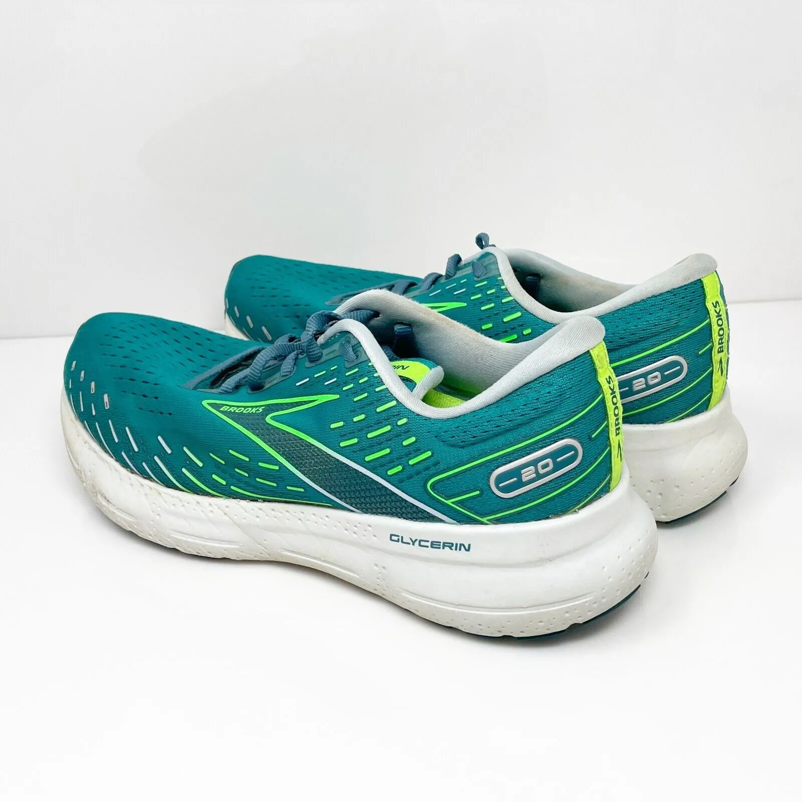 Brooks Mens Glycerin 20 1103821D386 Green Running Shoes Sneakers Size 9.5 D