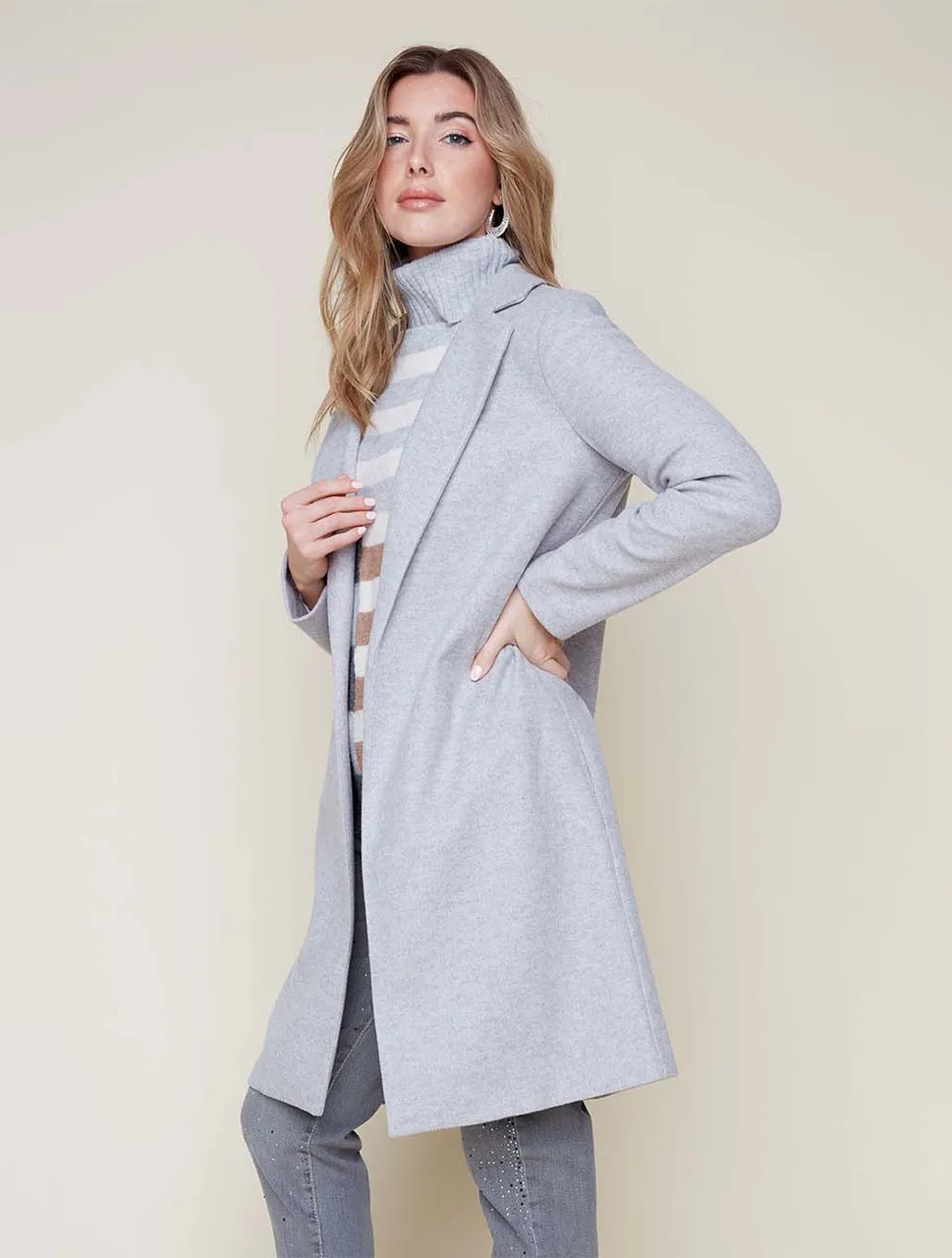 Brush Knit Long Jacket | Renuar