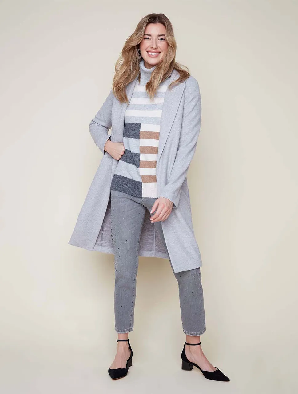 Brush Knit Long Jacket | Renuar