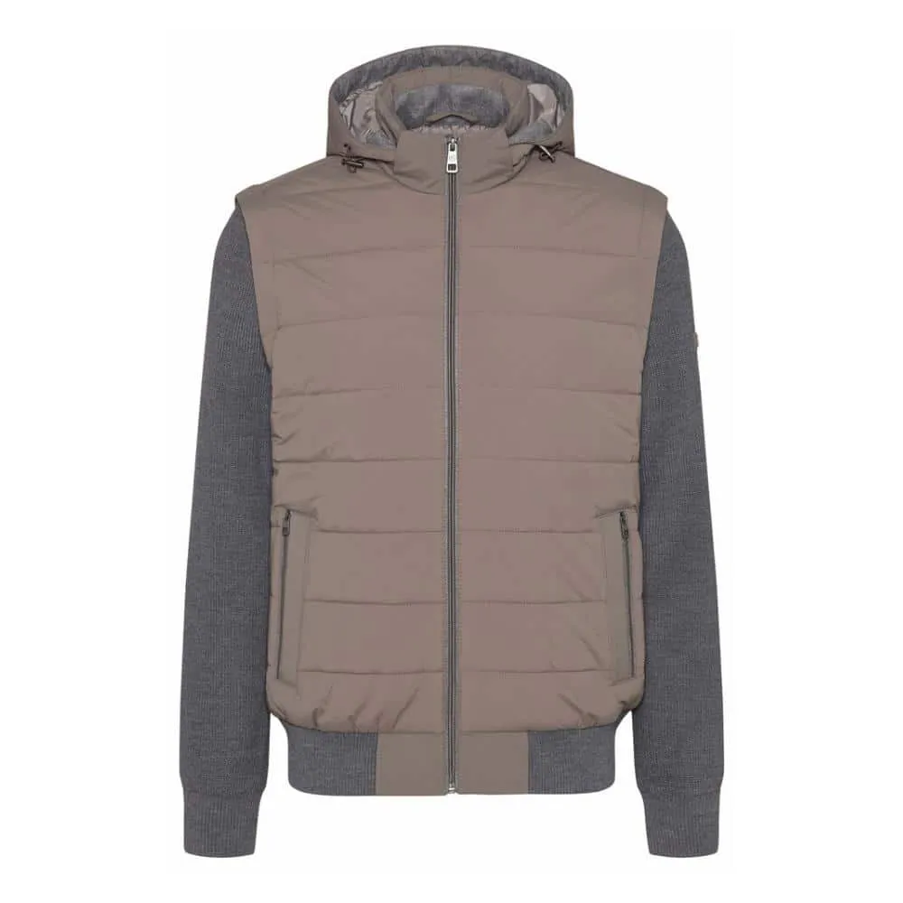 BUGATTI Heavy Knit Beige Hybrid Jacket | Menswear Online