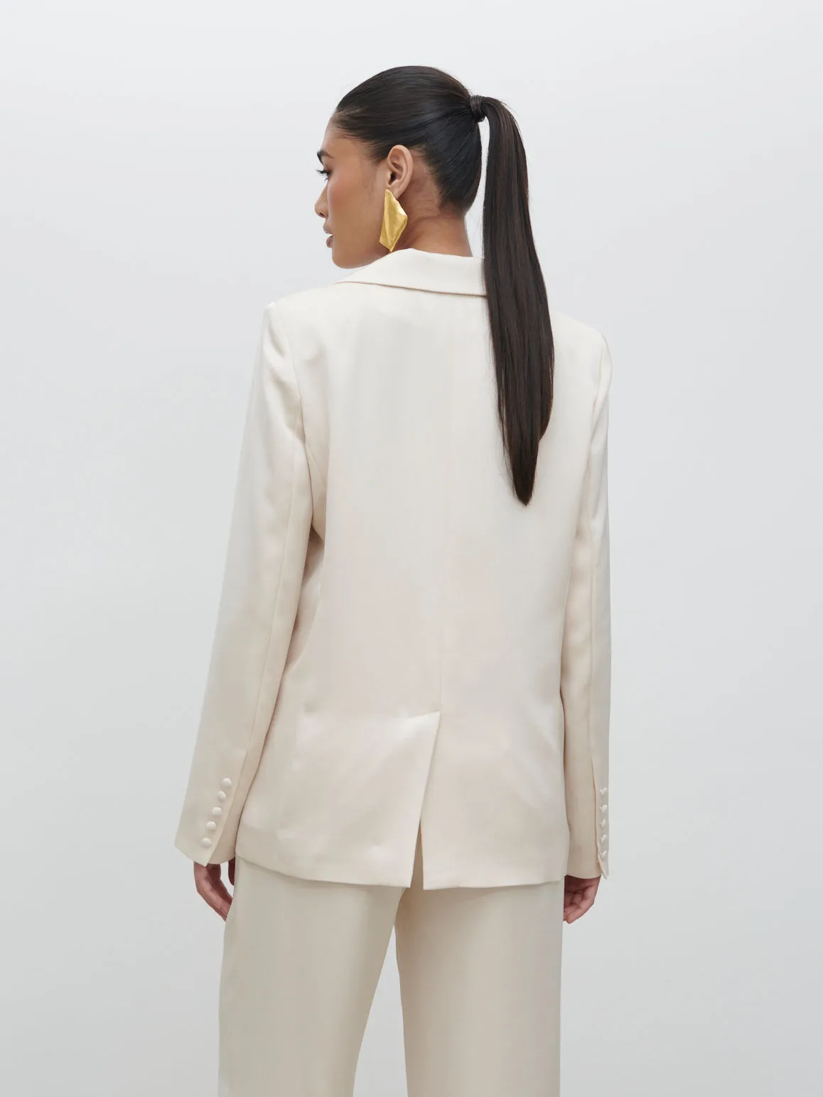 Callie Satin Suit Jacket - Ivory