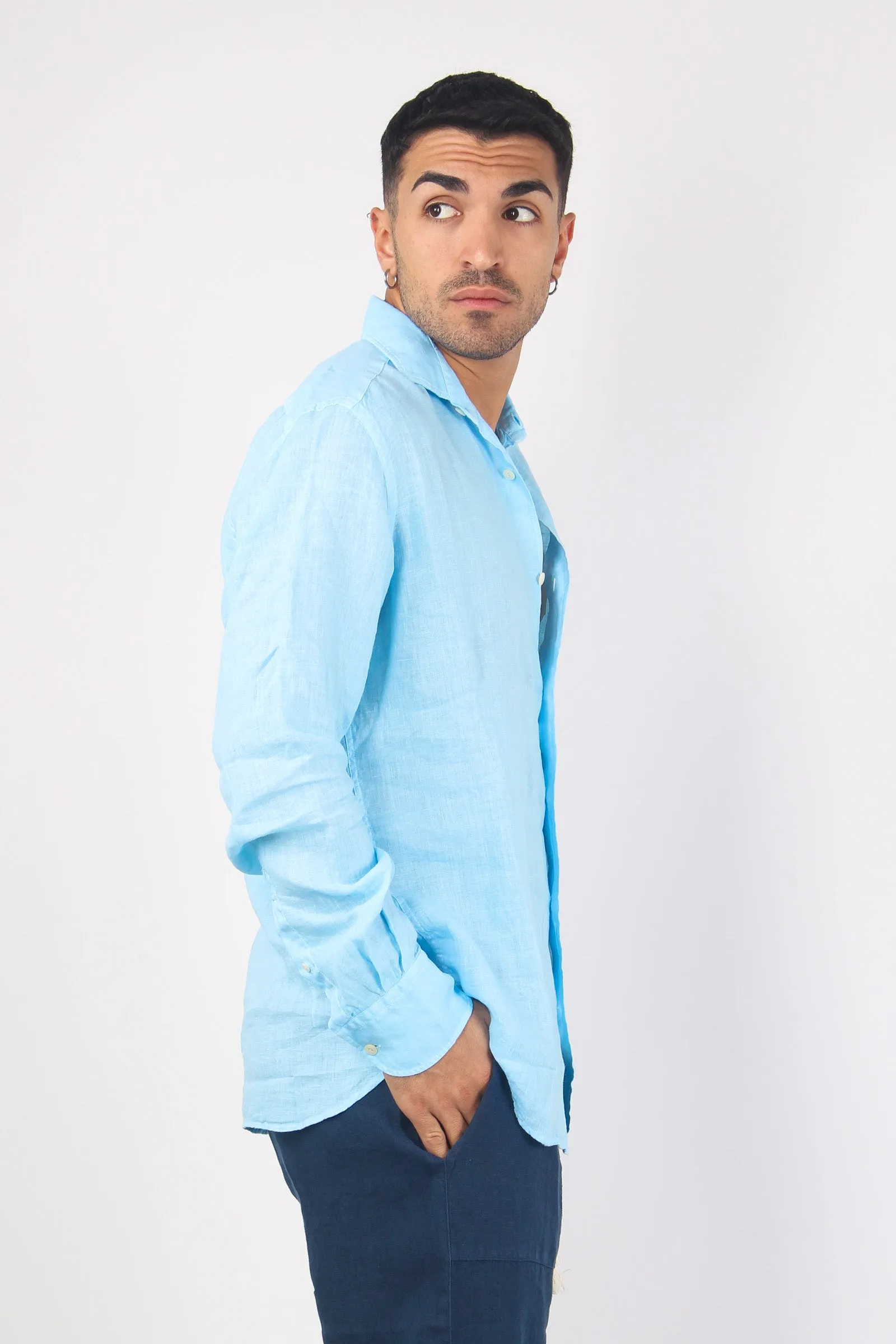 Camicia Lino  Light Blue