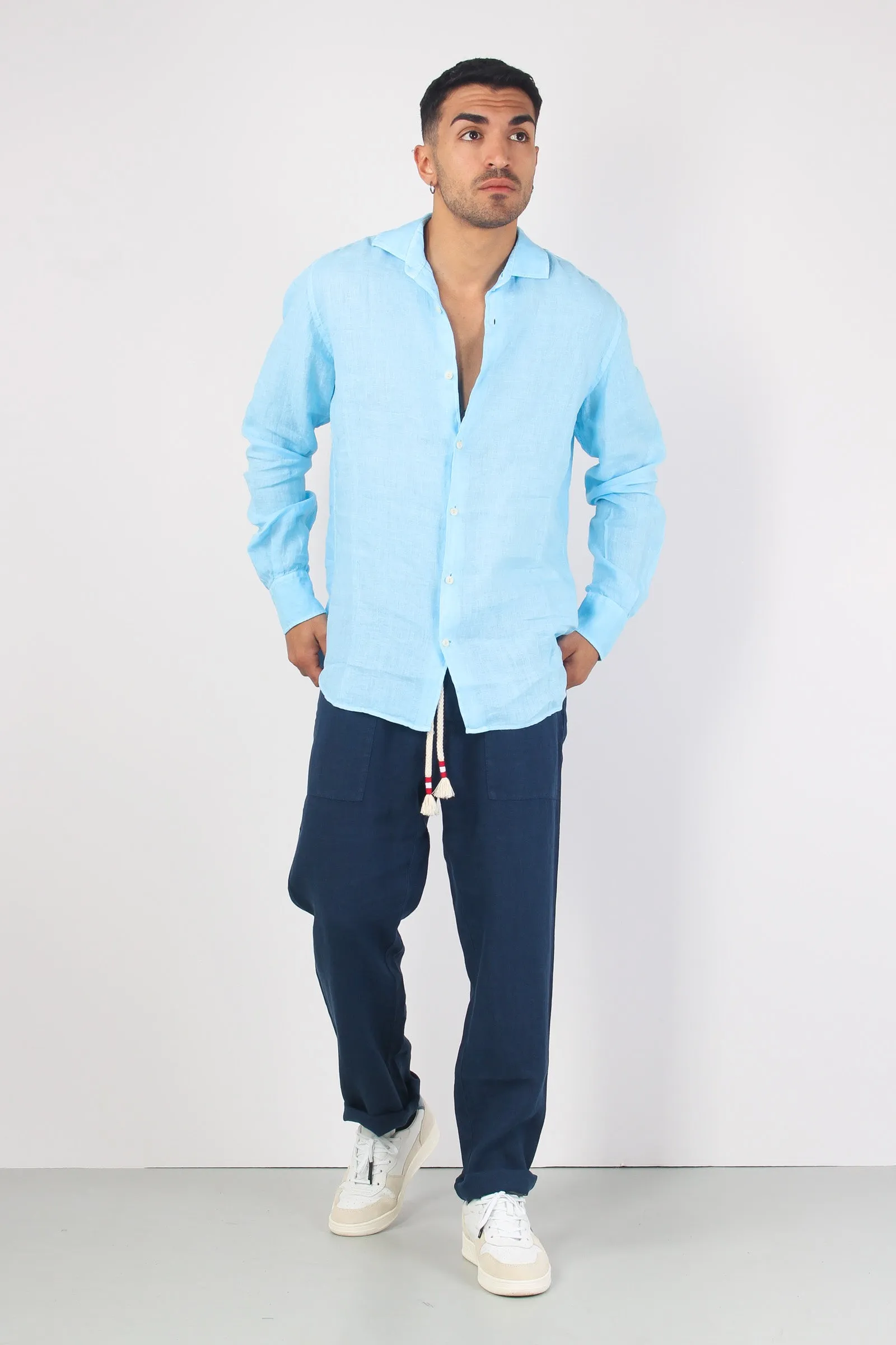 Camicia Lino  Light Blue