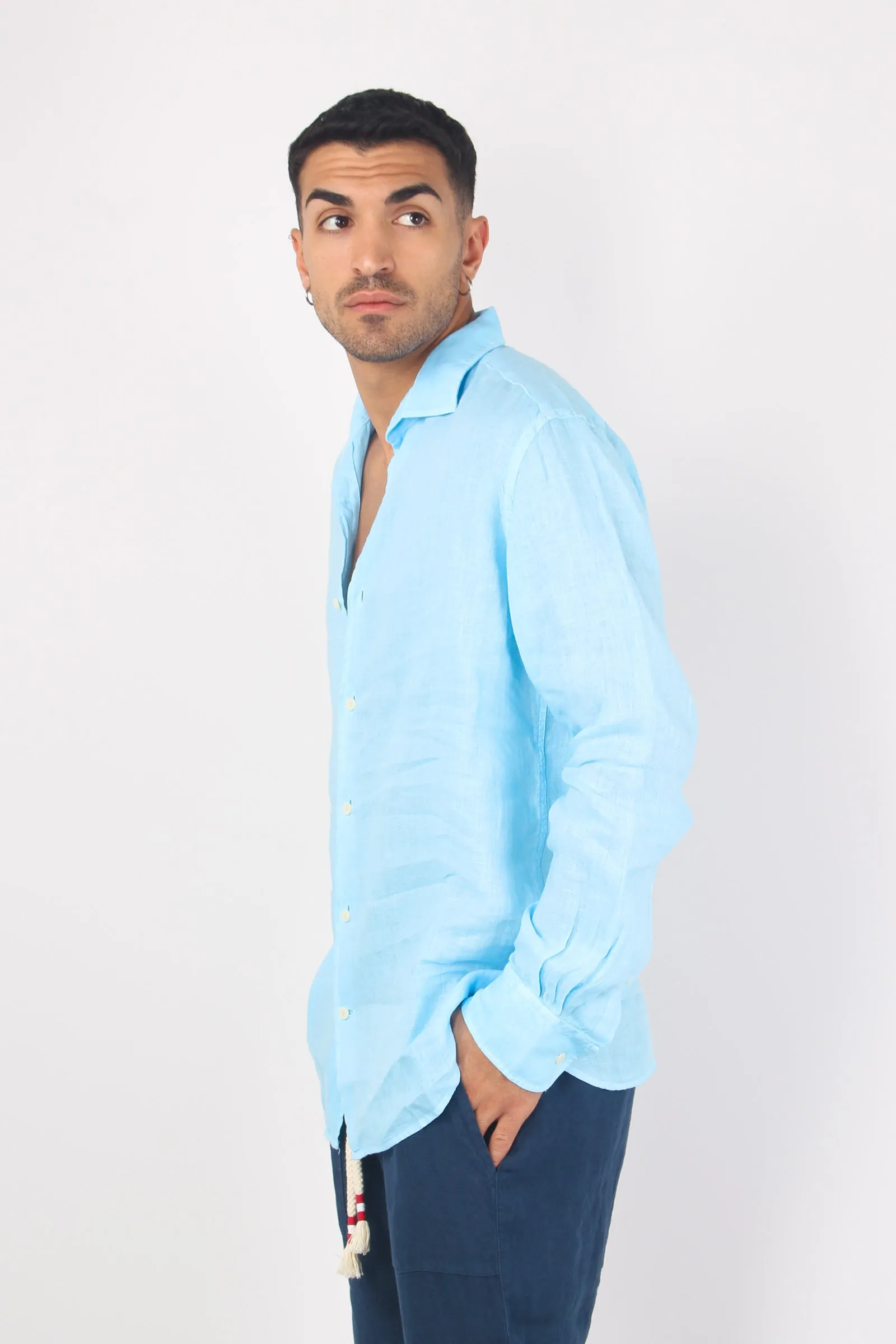 Camicia Lino  Light Blue