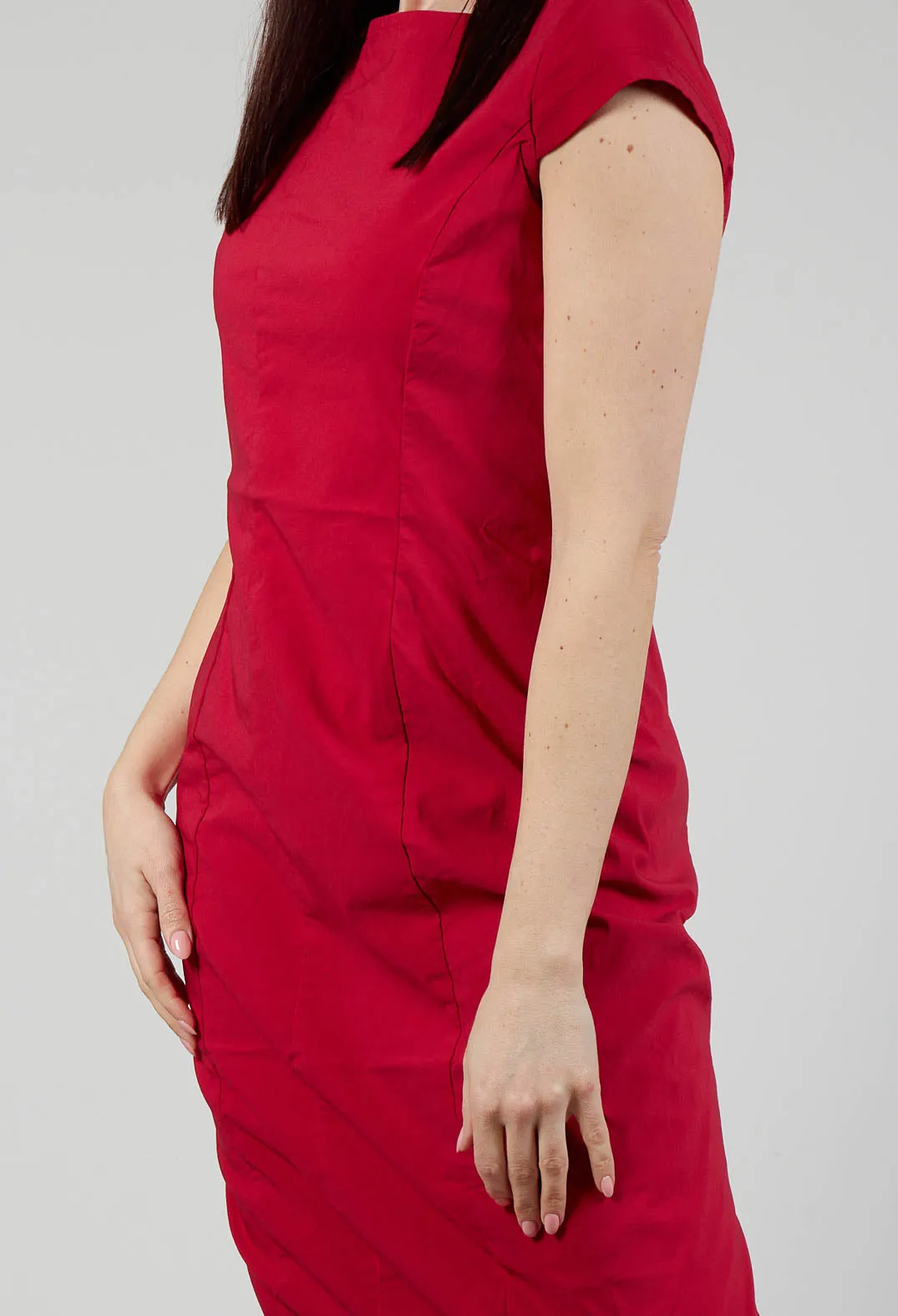 Capped Sleeve Slim Fit Dress in Chili