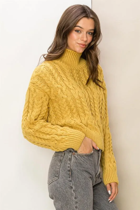 Cassie High Neck Cable Knit Sweater