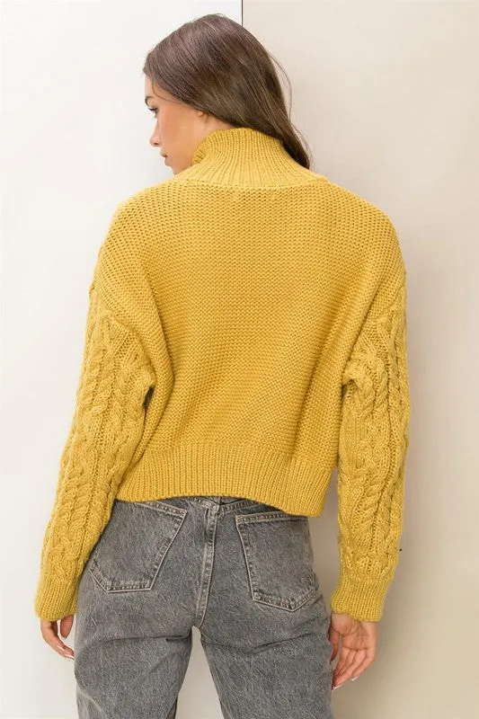 Cassie High Neck Cable Knit Sweater