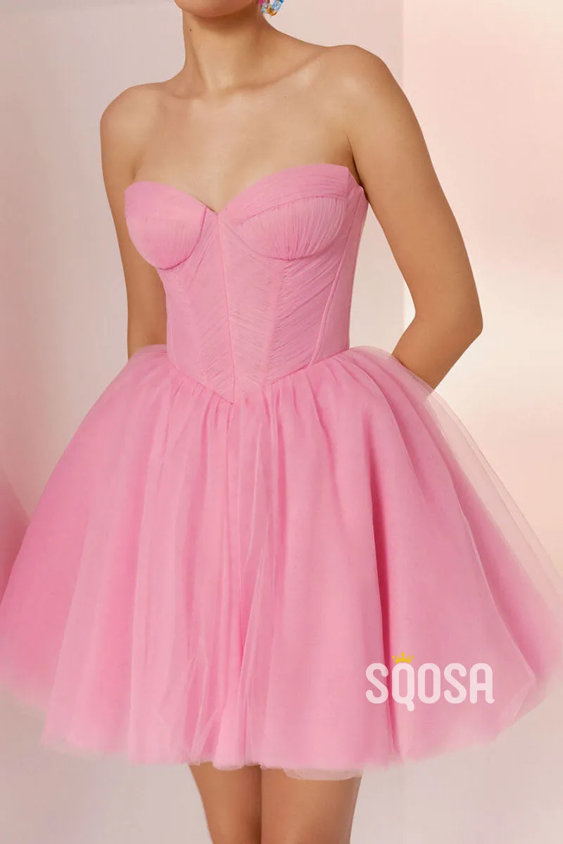 Casual Tulle A-Line Sweetheart Strapless Party/Homecoming Dress QS2535