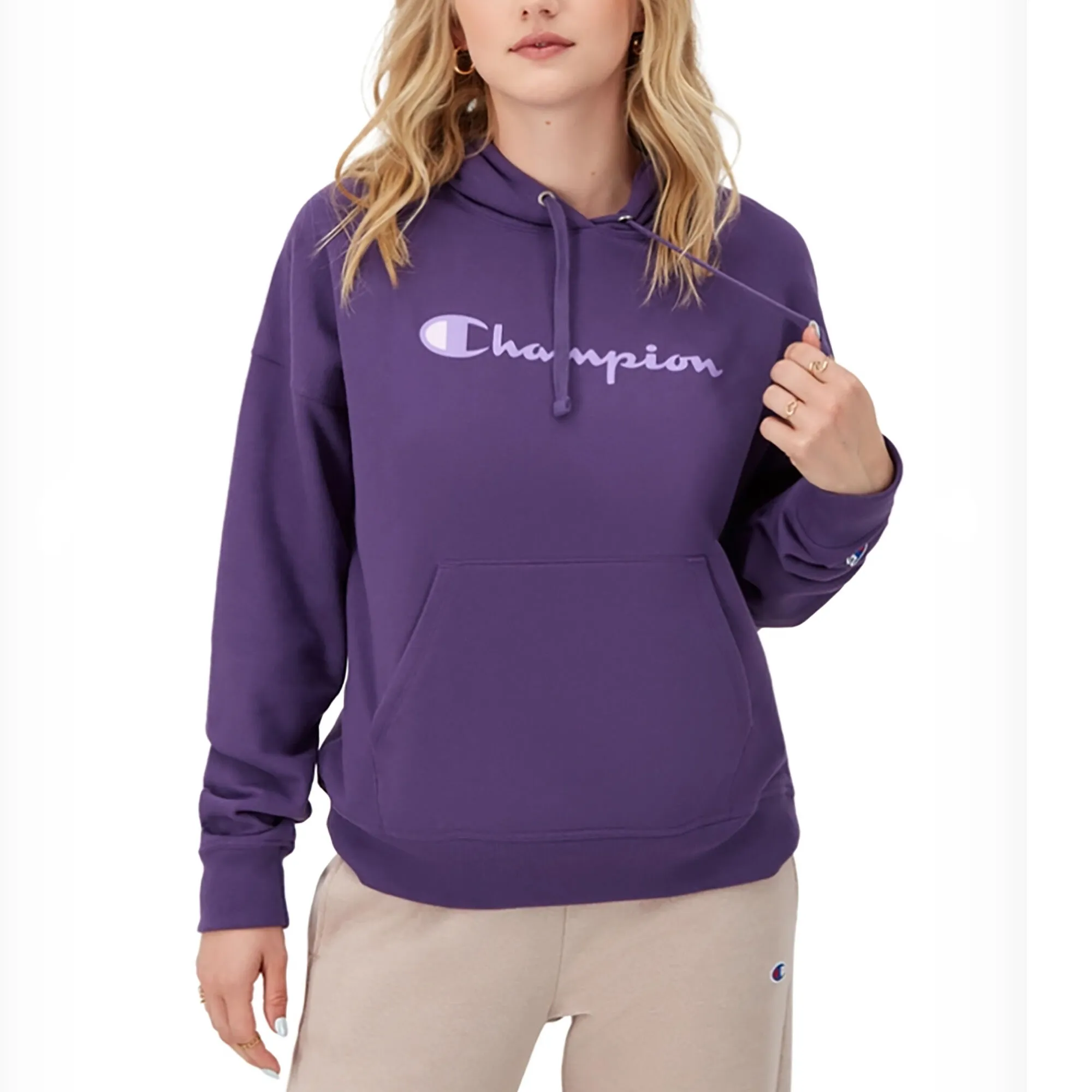 Champion Women's Powerblend Signature Script Graphic Relaxed Hoodie