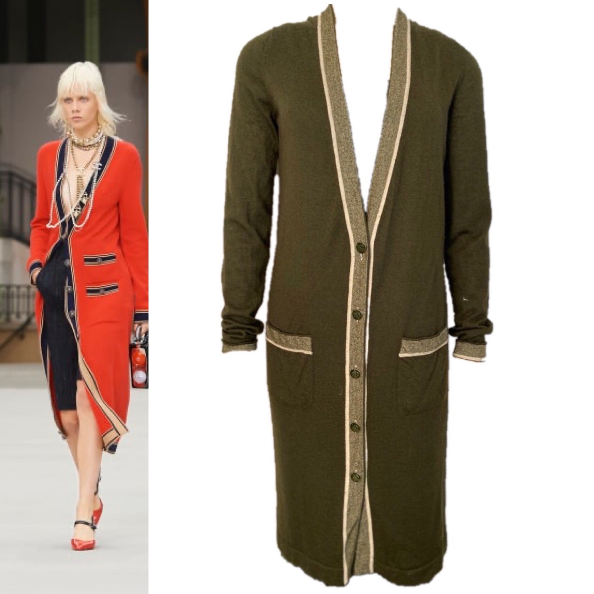 Chanel 2008 Cruise 08C Coco Line Long Cashmere Cardigan cardicoat duster FR 40