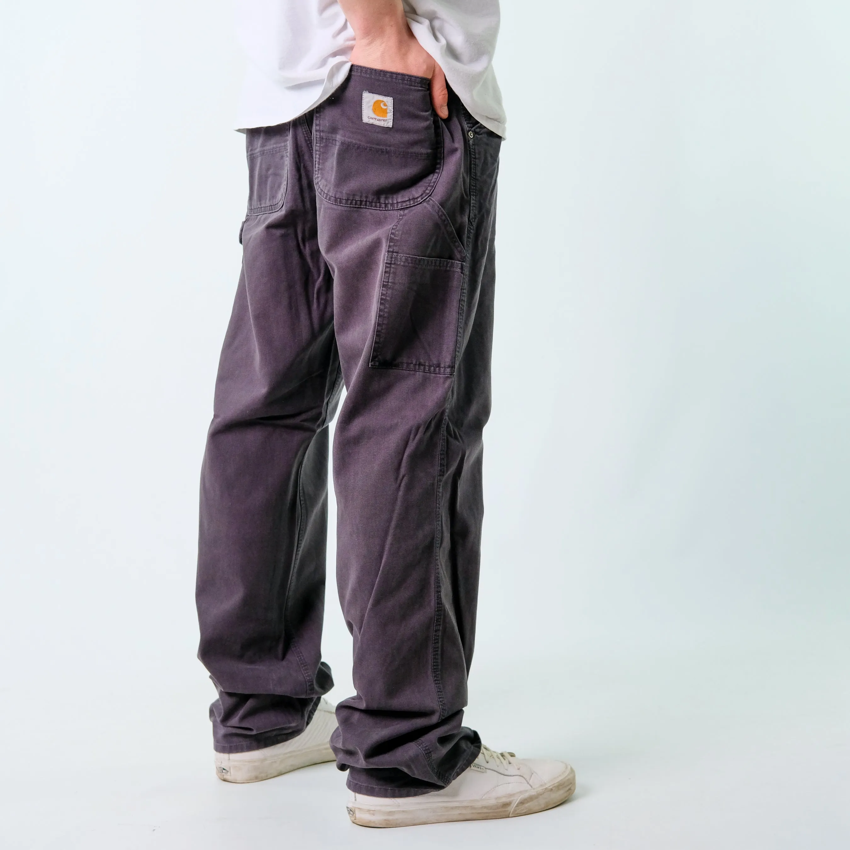 Charcoal Grey 90s Carhartt Denim Carpenter Baggy Jeans Pants (36x34)