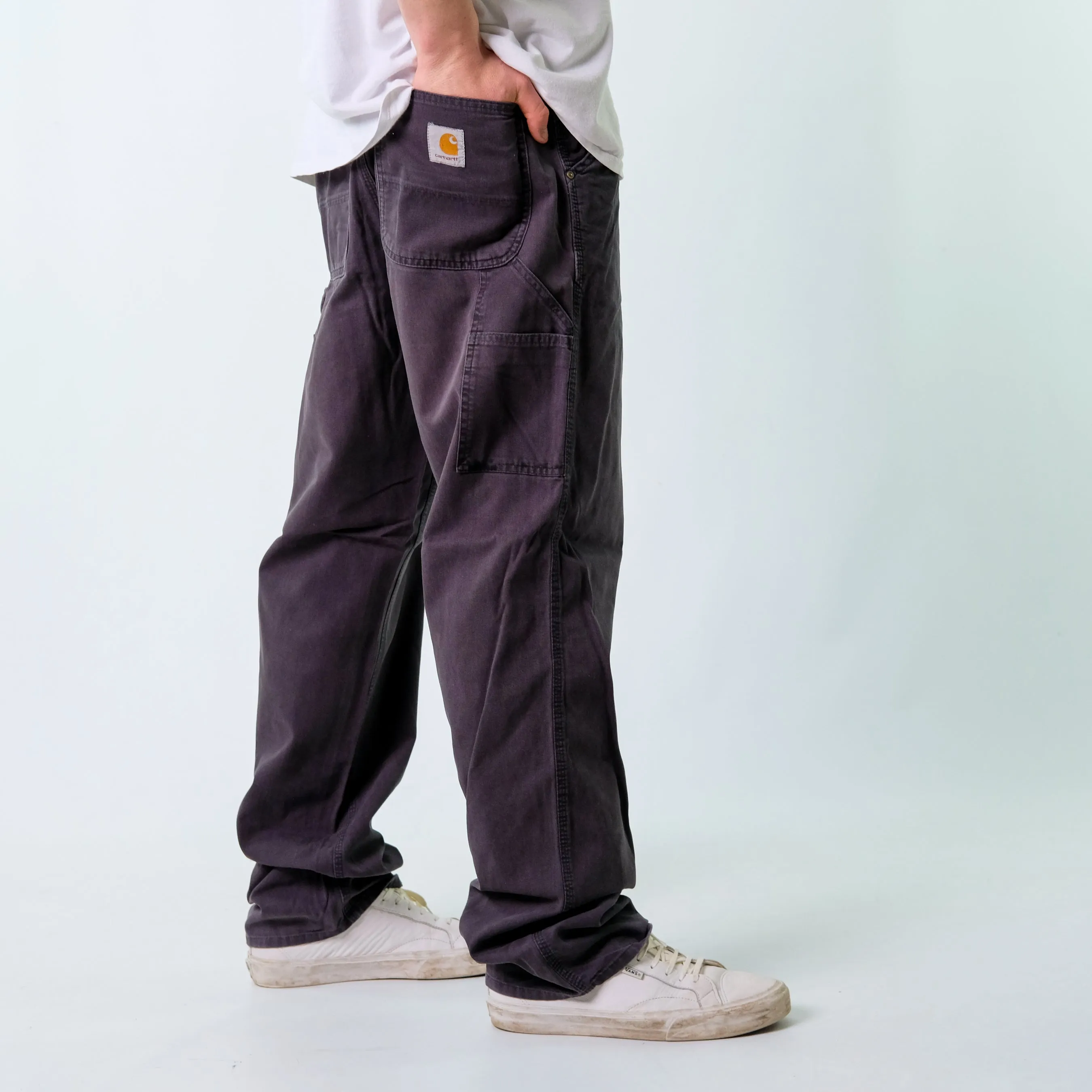 Charcoal Grey 90s Carhartt Denim Carpenter Baggy Jeans Pants (36x34)