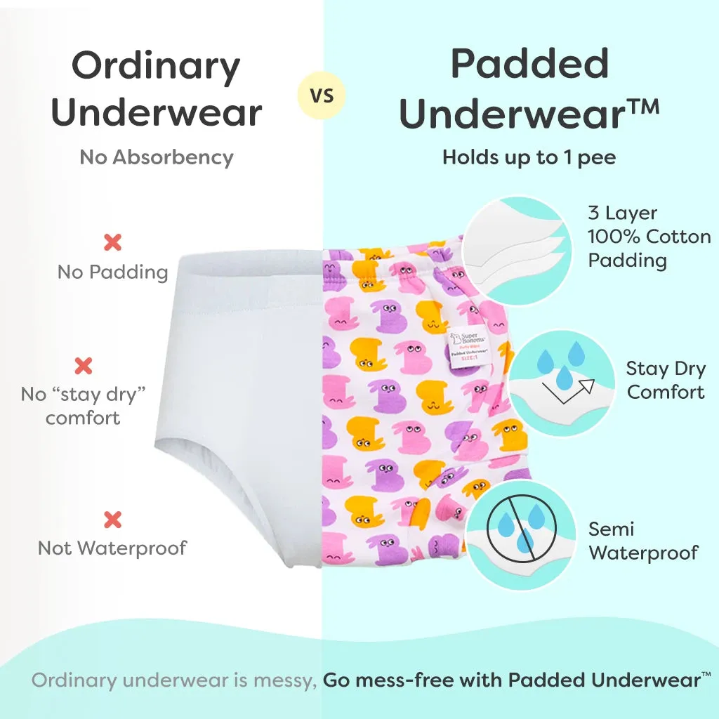 Choose Size & Print for 3 Pack Padded Underwear