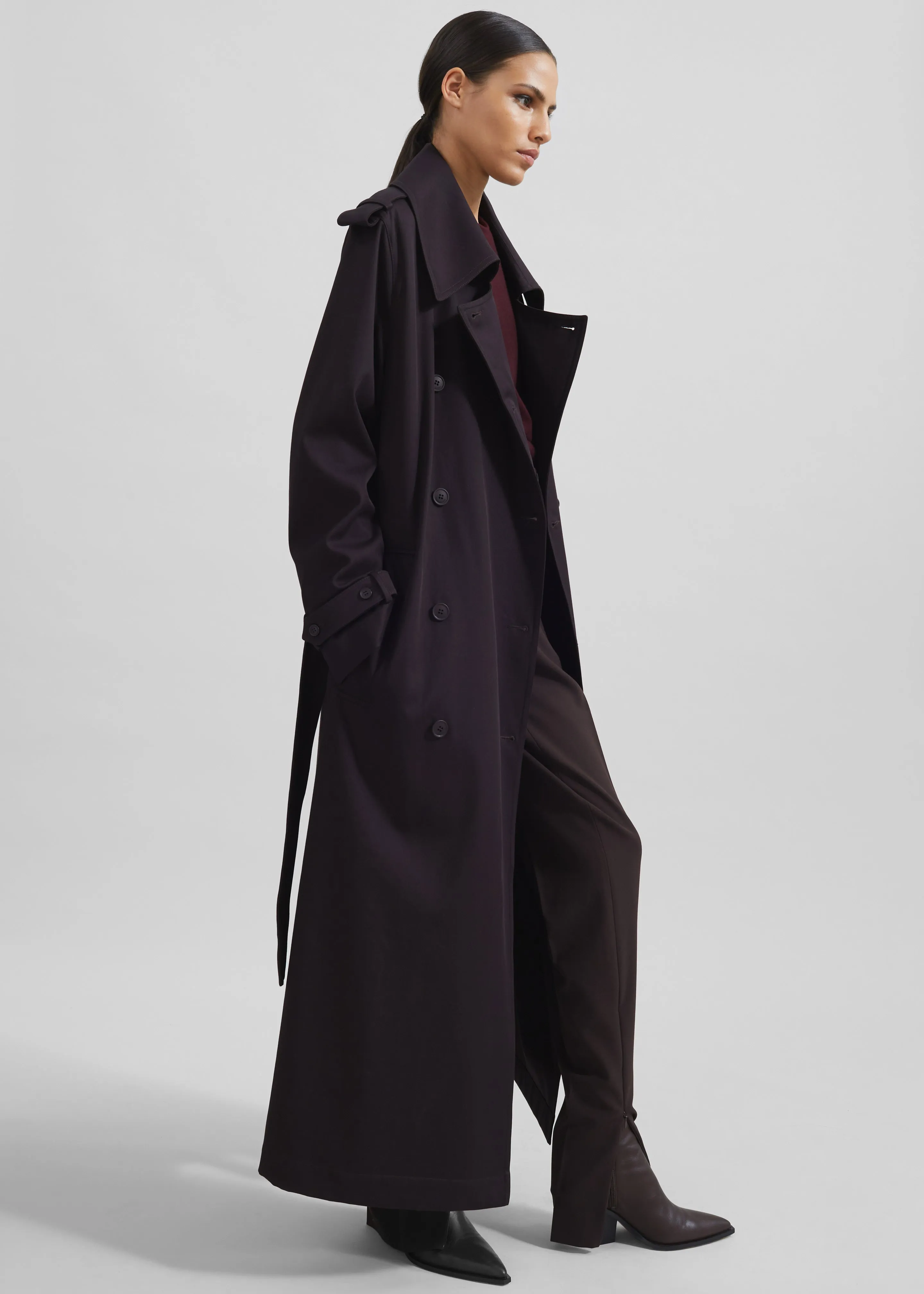 Coline Trench Coat - Dark Plum