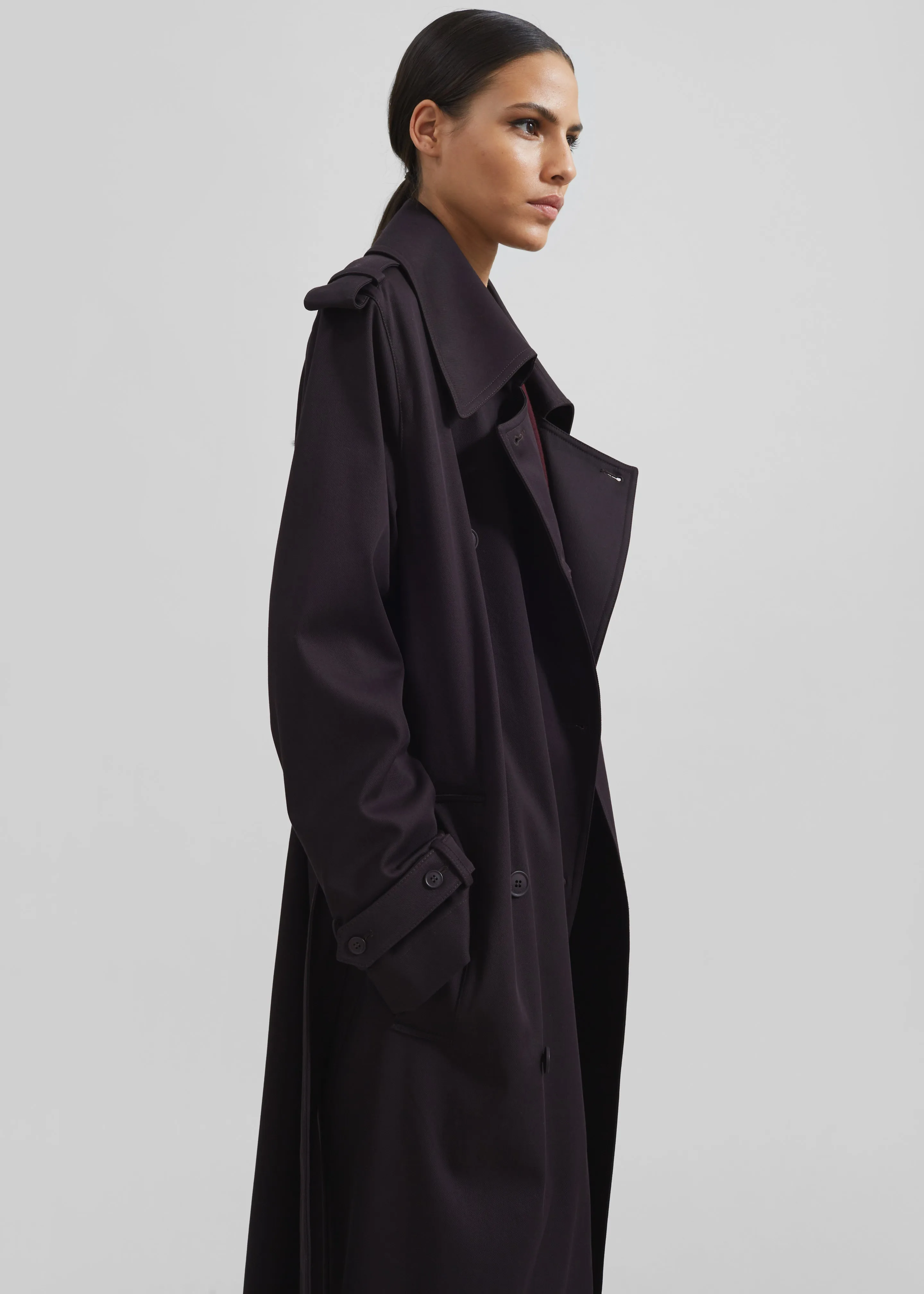 Coline Trench Coat - Dark Plum