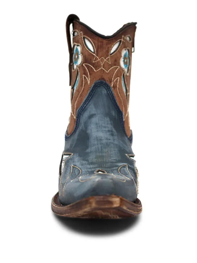 Corral Womens Inlay And Floral Embroidery Shedron and Light Blue Booties