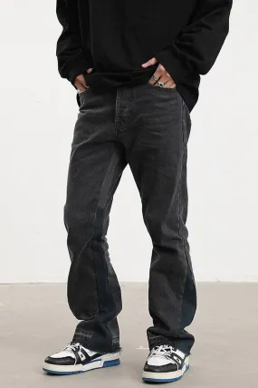 CZ Black Washed Stitched Flared Jeans