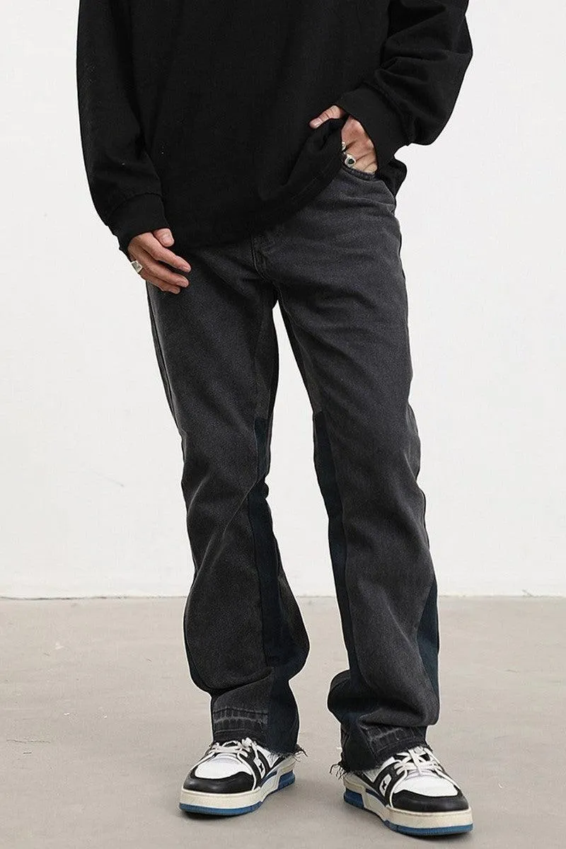 CZ Black Washed Stitched Flared Jeans