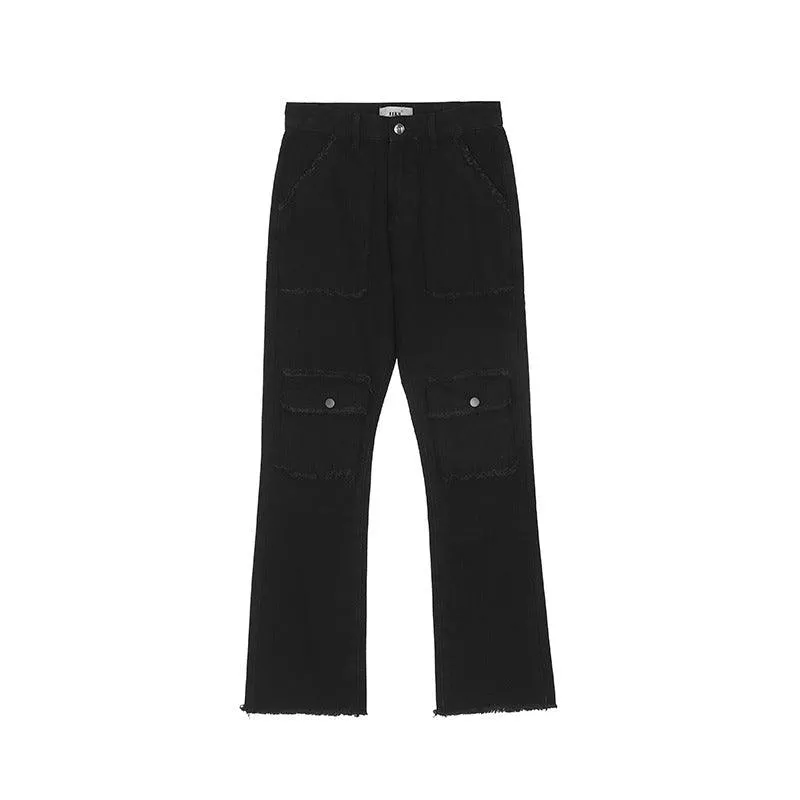 CZ Black Washed Stitched Flared Jeans