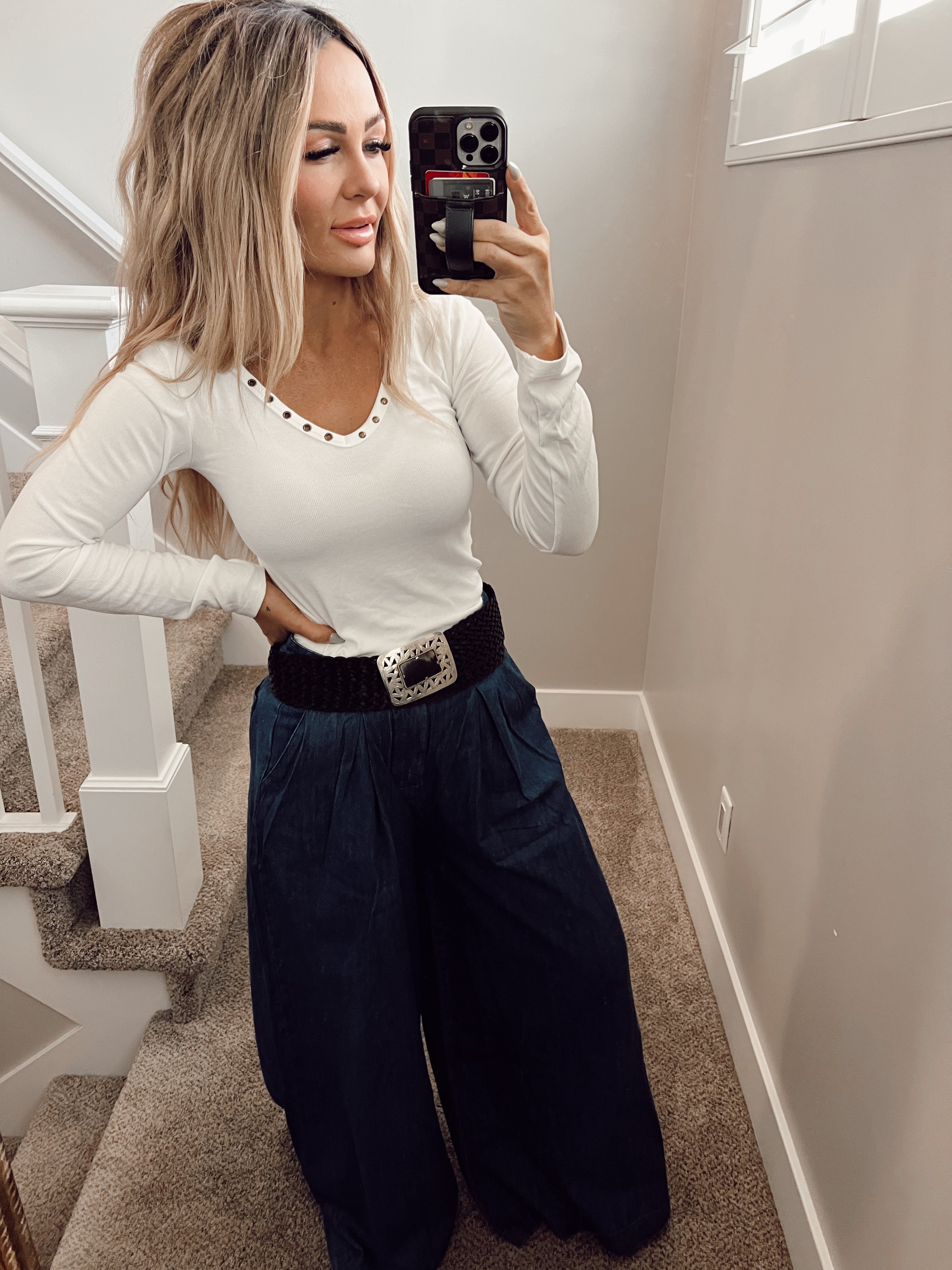 Dark denim wide leg