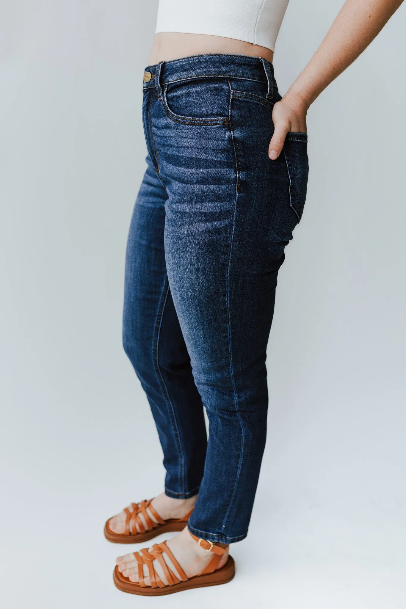 Denim: Zamora Mom Jean in Dark Blue