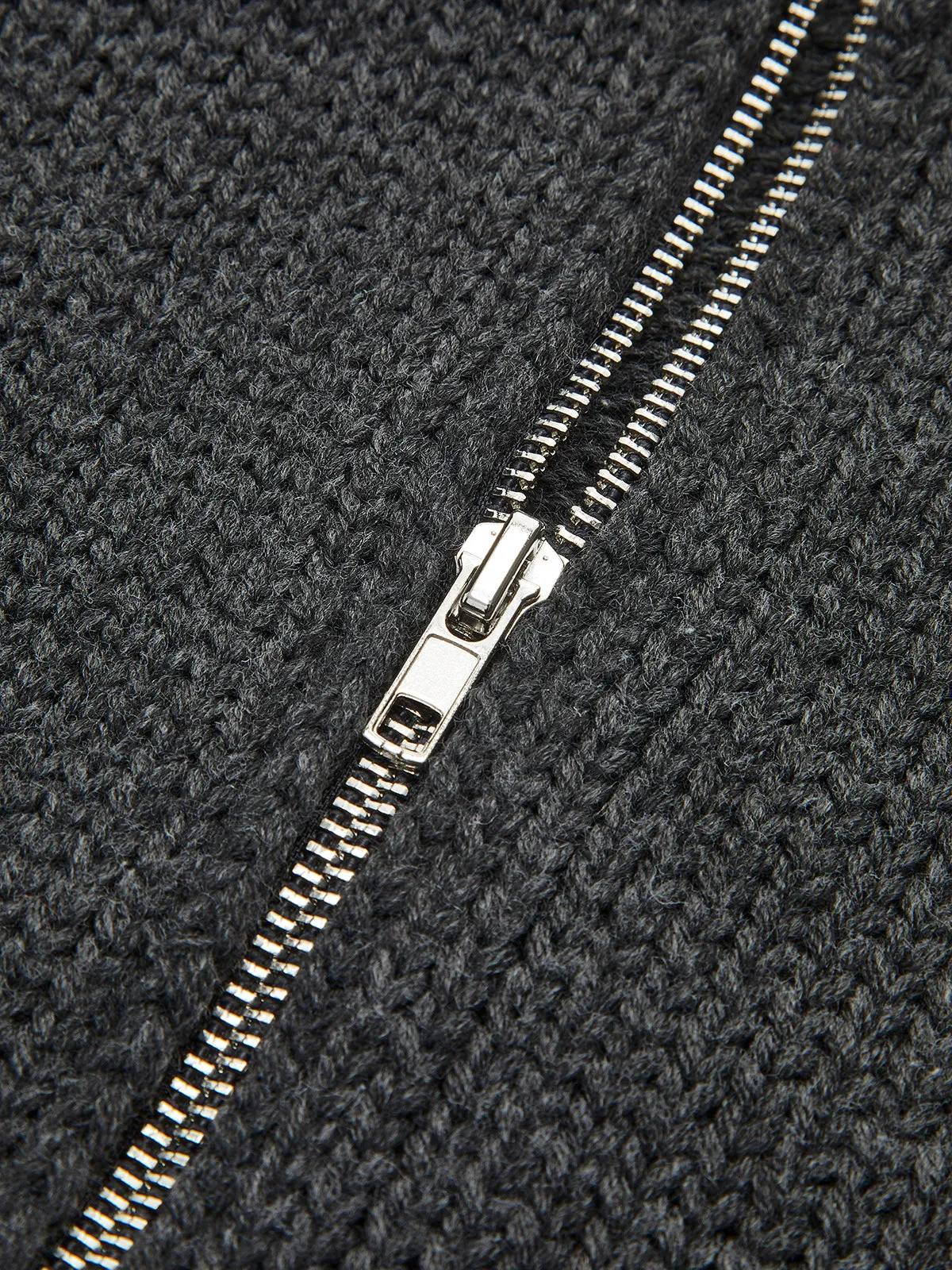 Double-Zip Pockets Lapel Cardigan